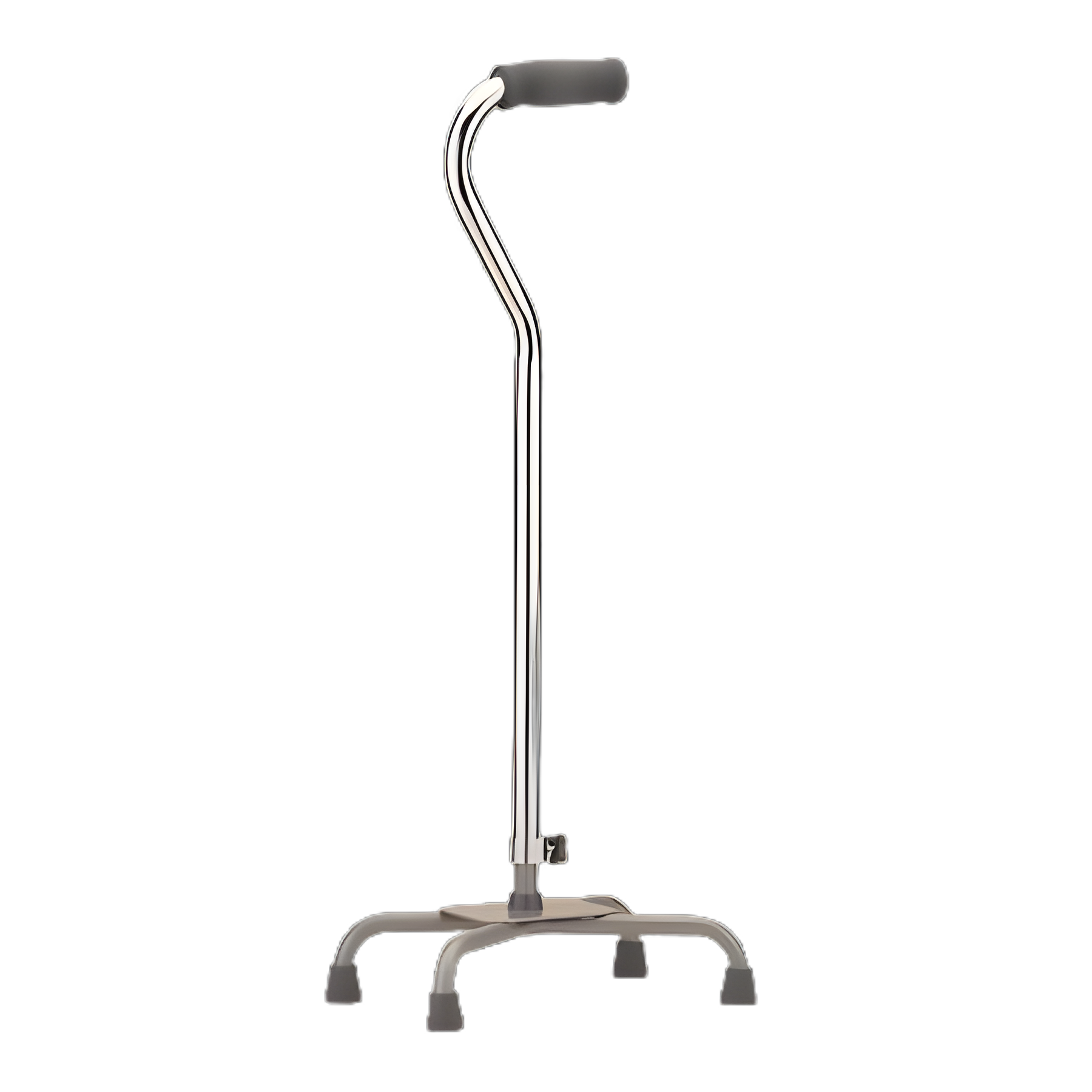 Large Base Quad Cane Nova Aluminum 30 to 39 Inch Height Silver