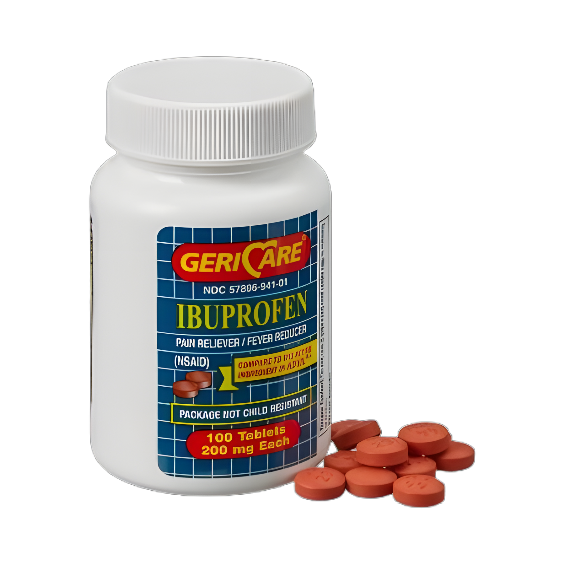 Pain Relief Geri-Care® 200 mg Strength Ibuprofen Tablet 100 per Bottle
