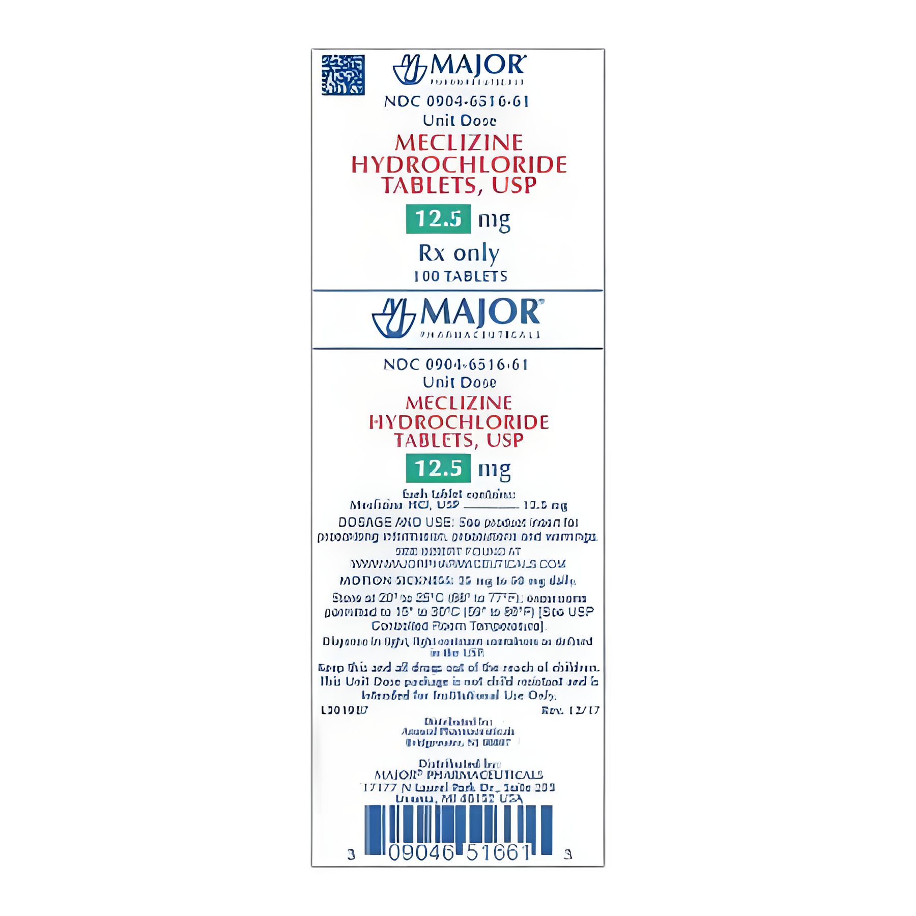 Major Pharmaceuticals Nausea Relief Tablets 12.5mg - 100 Count