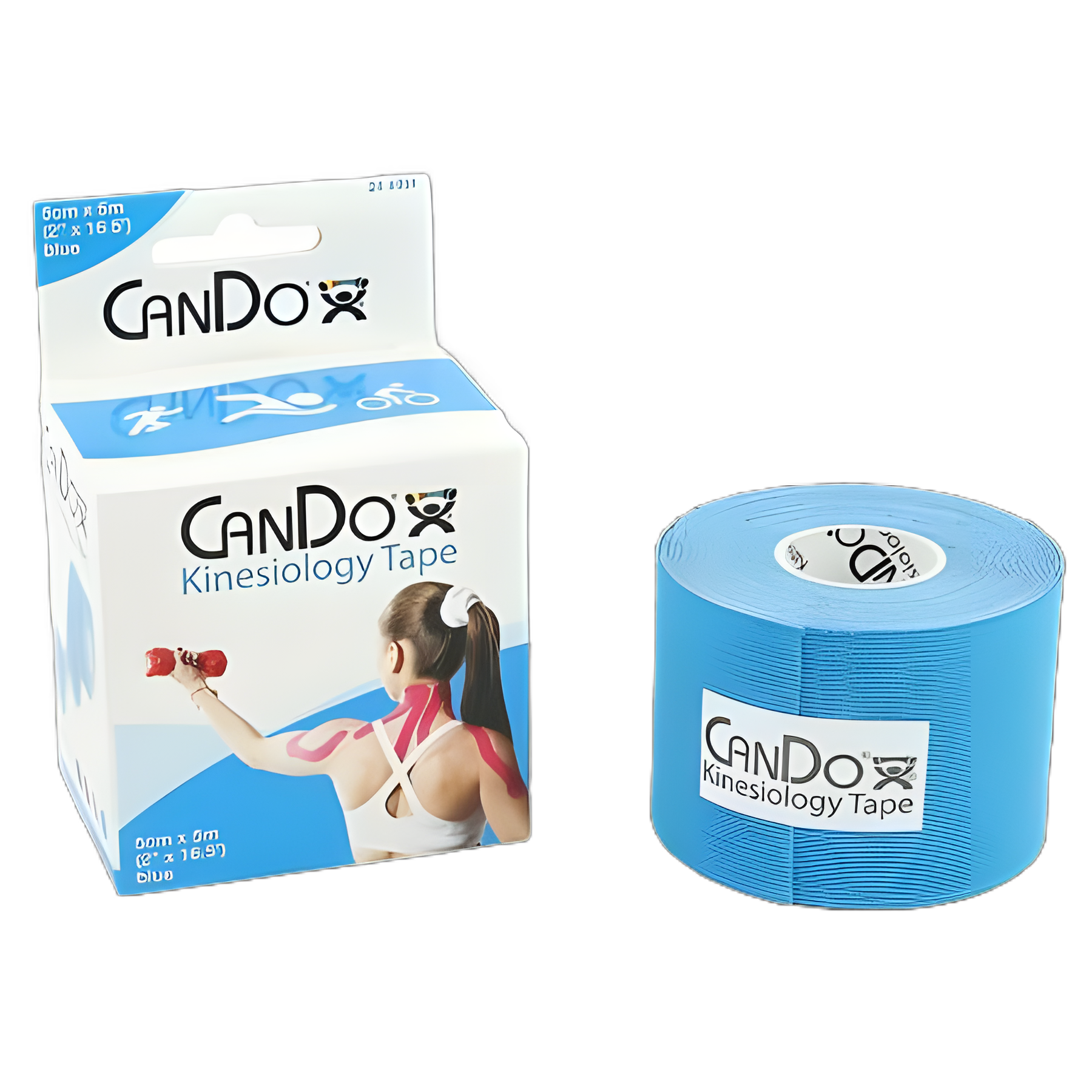 CanDo® Kinesiology Tape, Blue, 2 Inch X 5 Yard, Cotton/Rayon, Non-Sterile