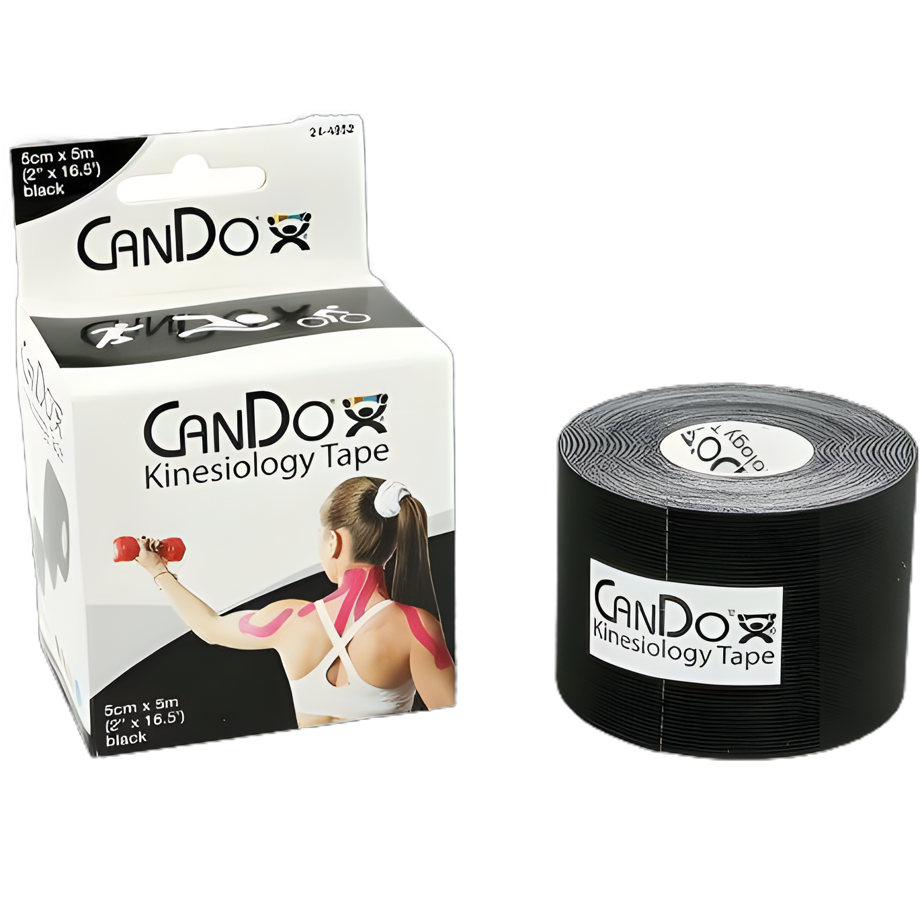 CanDo® Black Kinesiology Tape 2 Inch X 5 Yard - Cotton/Rayon Blend, Non-Sterile