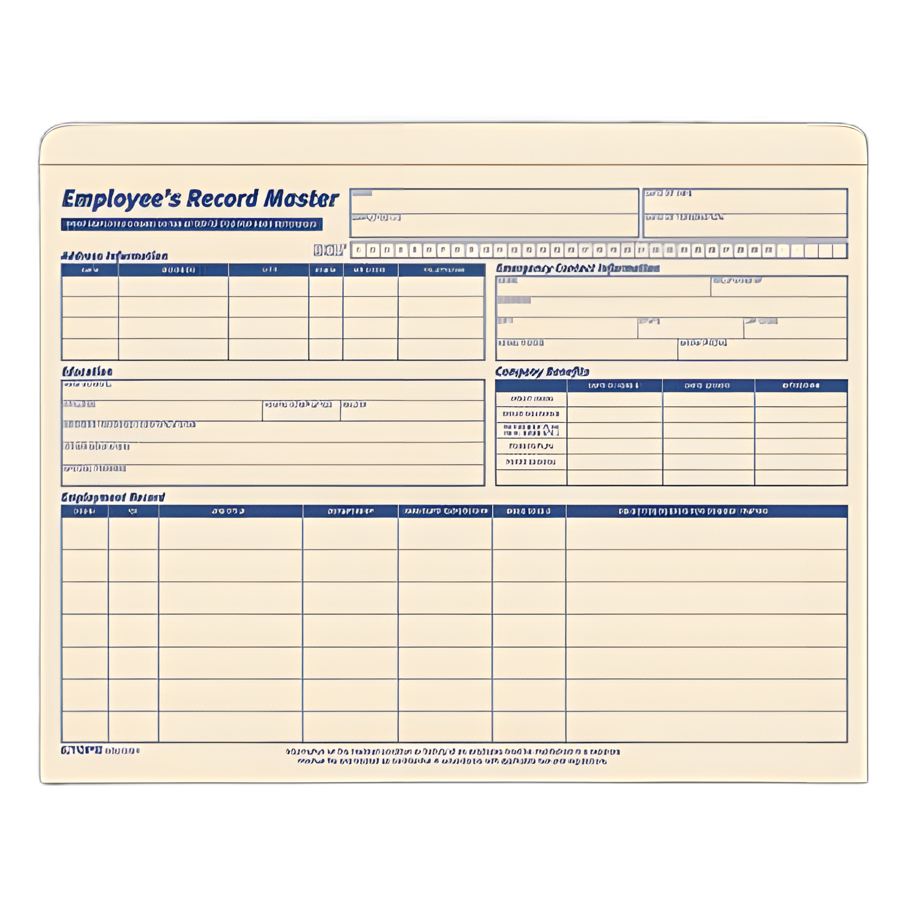 Employee Record Master File Jacket, Straight Tab, Letter Size, Manila, 20/Pack