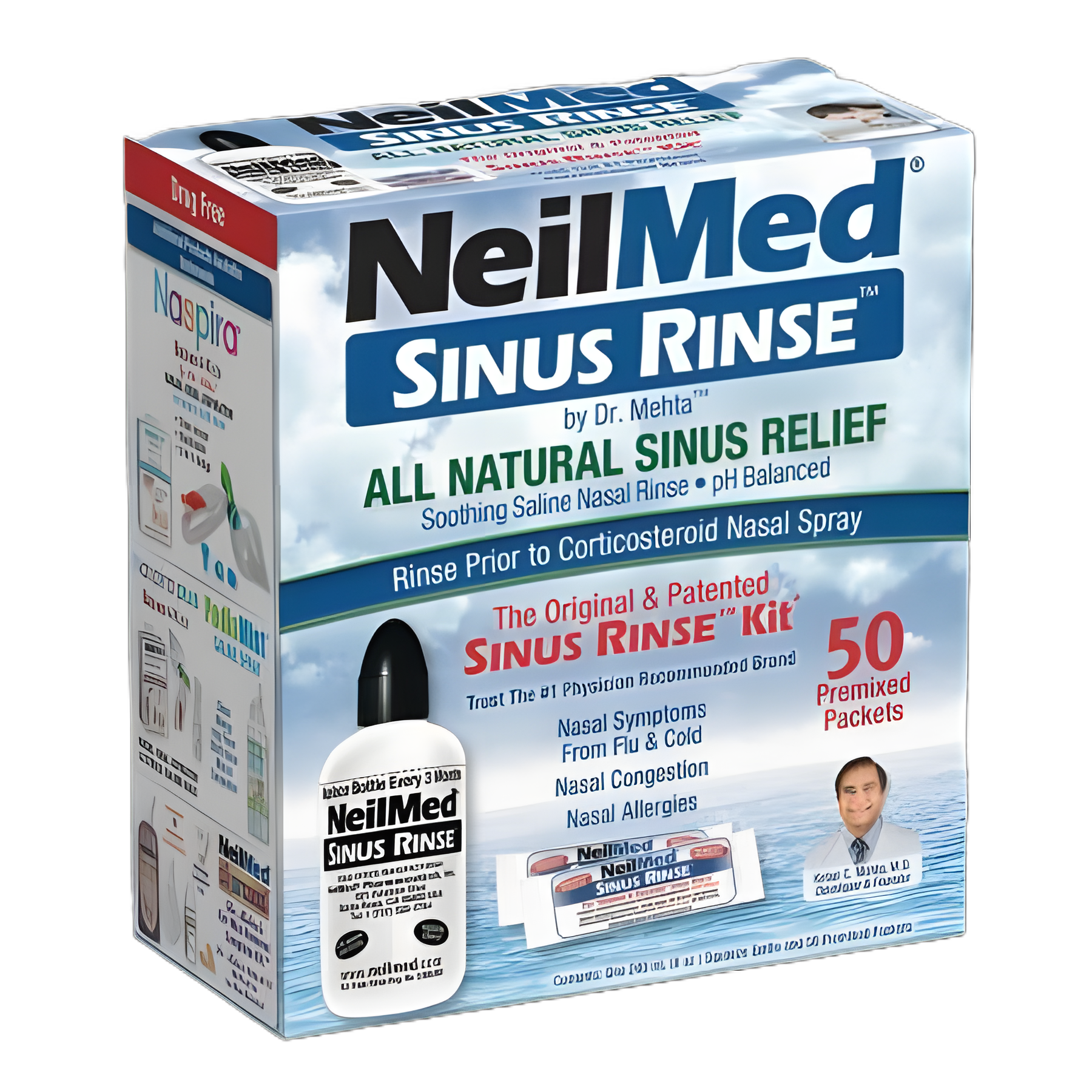 Saline Nasal Rinse Kit Neilmed® Sinus Rinse™ 0.65% Strength 50 Packets