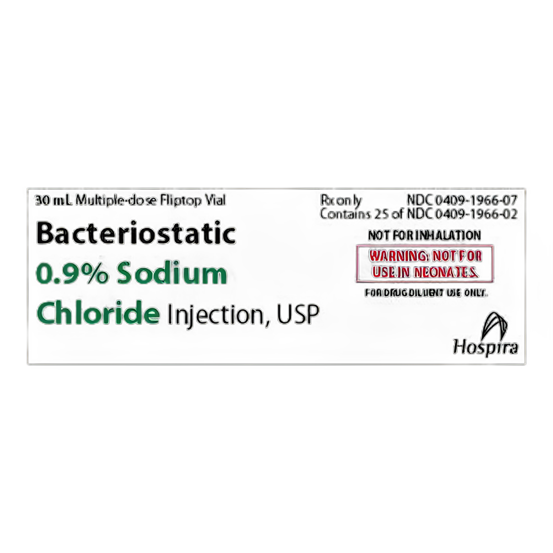Diluent Bacteriostatic Sodium Chloride 0.9% Injection Multiple-Dose Vial 30 mL - 00409196607