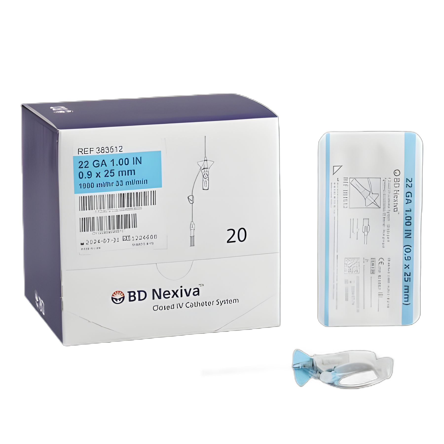 Closed IV Catheter Nexiva™ 22 Gauge 1 Inch Sliding Safety Needle - 383512