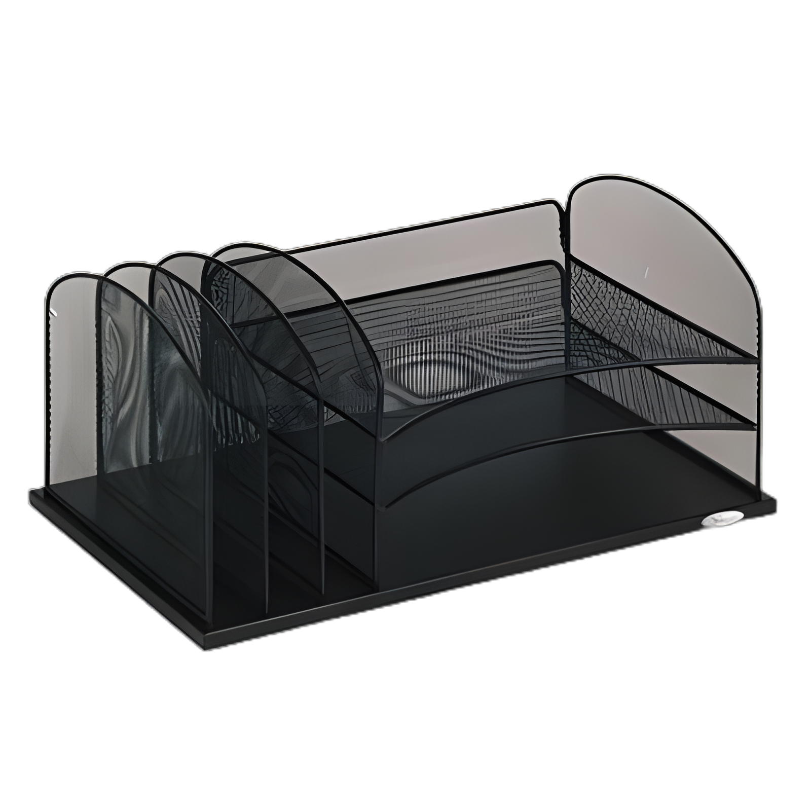 Onyx Desk Organizer with Three Horizontal and Three Upright Sections, Letter Size Files, 19.5 x 11.5 x 8.25, Black
