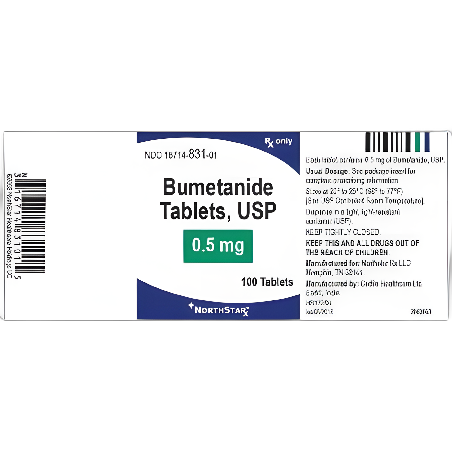 Bumetanide 0.5 mg Tablets by NorthStar Rx - 100 Count Bottle