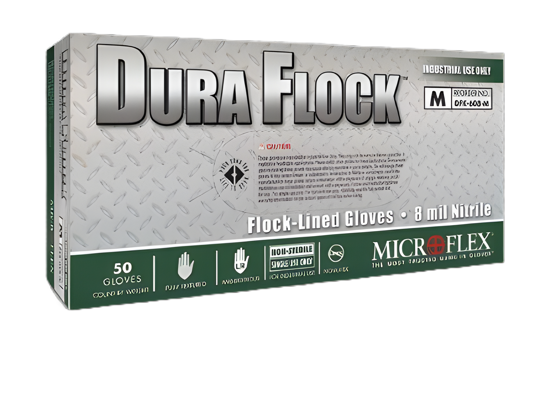 Utility Glove Dura Flock™ Medium Flock Lined Green 10.6 Inch Beaded Cuff NonSterile