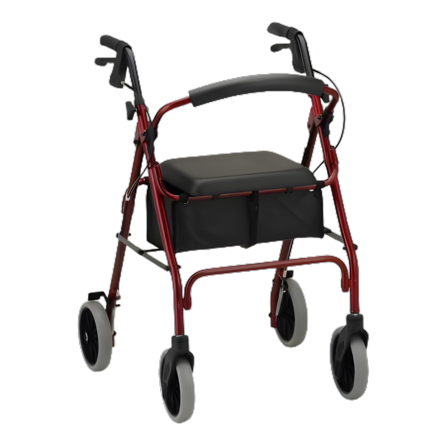 Nova Ortho-Med Zoom 24 4-Wheel Rollator, Adjustable Height, Red Aluminum Frame
