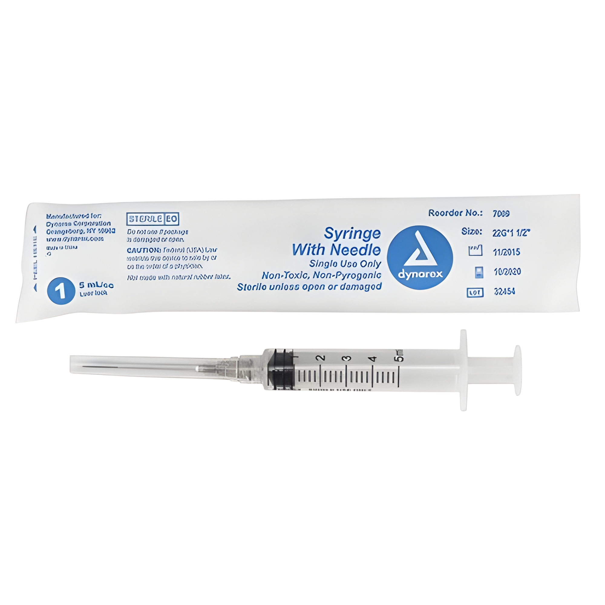 3mL Dynarex® NS Syringe 22G x 1 1/2" Needle, Luer Lock