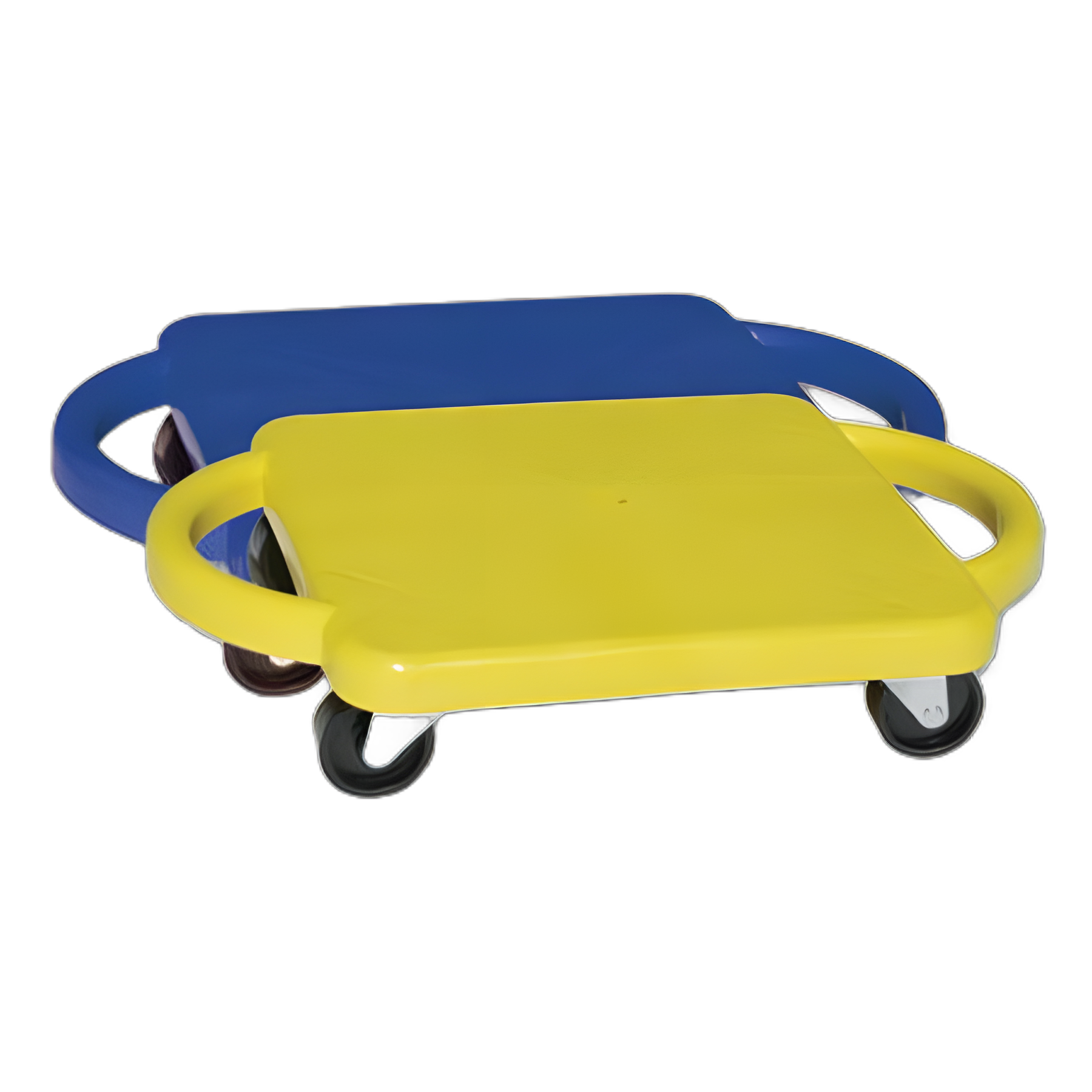 Scooter with Handles, Blue/Yellow, 4 Rubber Swivel Casters, Plastic, 12 x 12