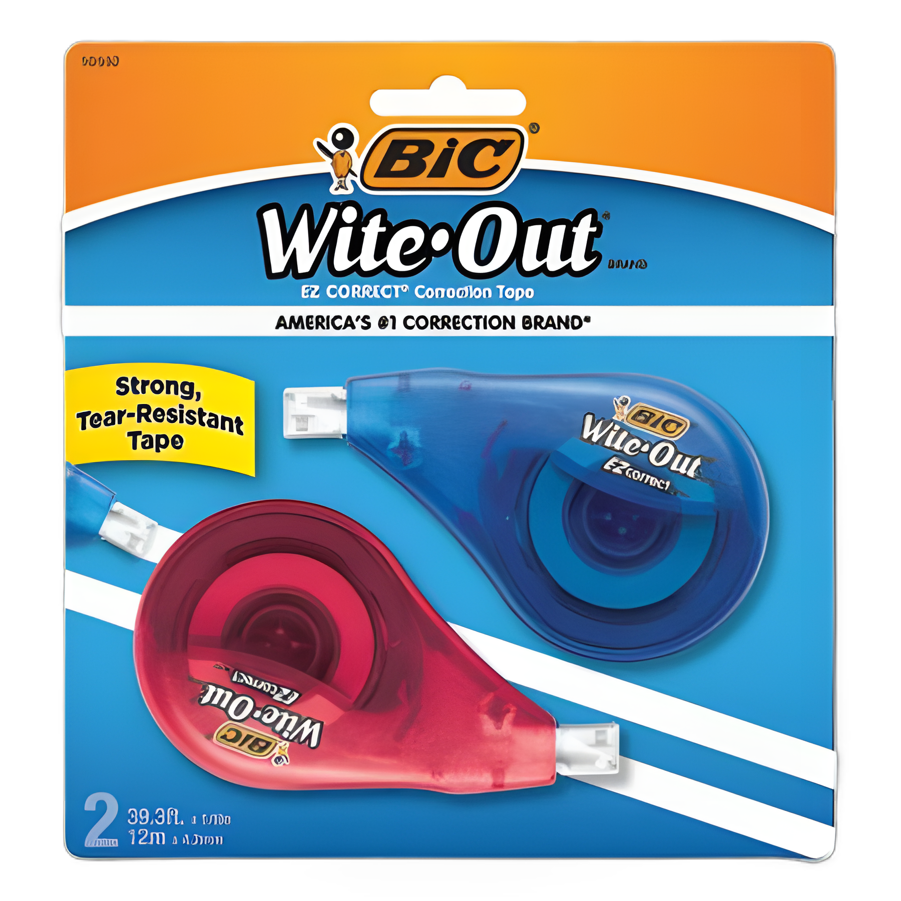 Wite-Out EZ Correct Correction Tape, Non-Refillable, Randomly Assorted Applicator Colors, 0.17" x 472", 2/Pack