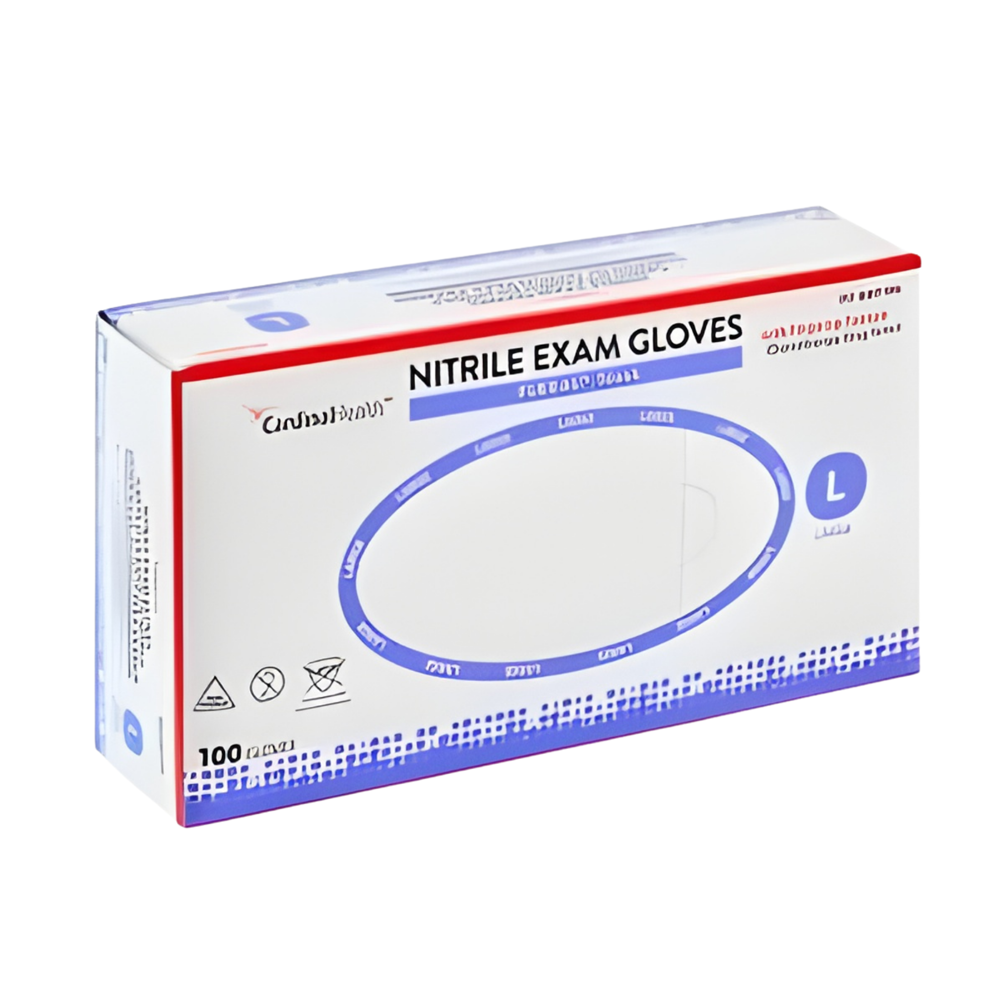 Cardinal Health FLEXAL Touch Nitrile Exam Gloves, Powder-Free, Large, Blue, 3.1 MIL, Chemo Tested, 100 count/bx