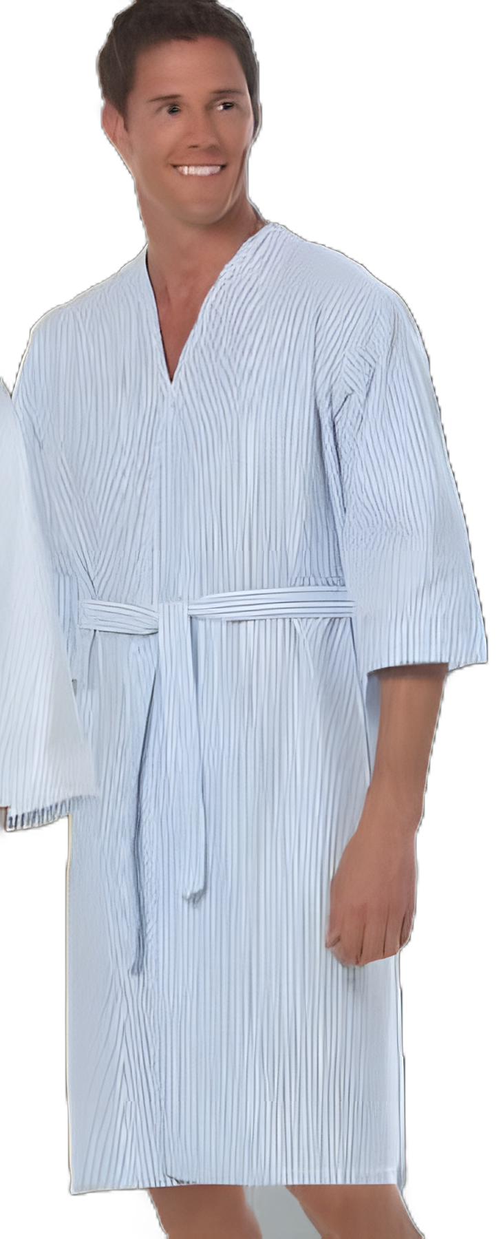 Patient Robe Unisex Large Blue Stripe Reusable - 1840-L