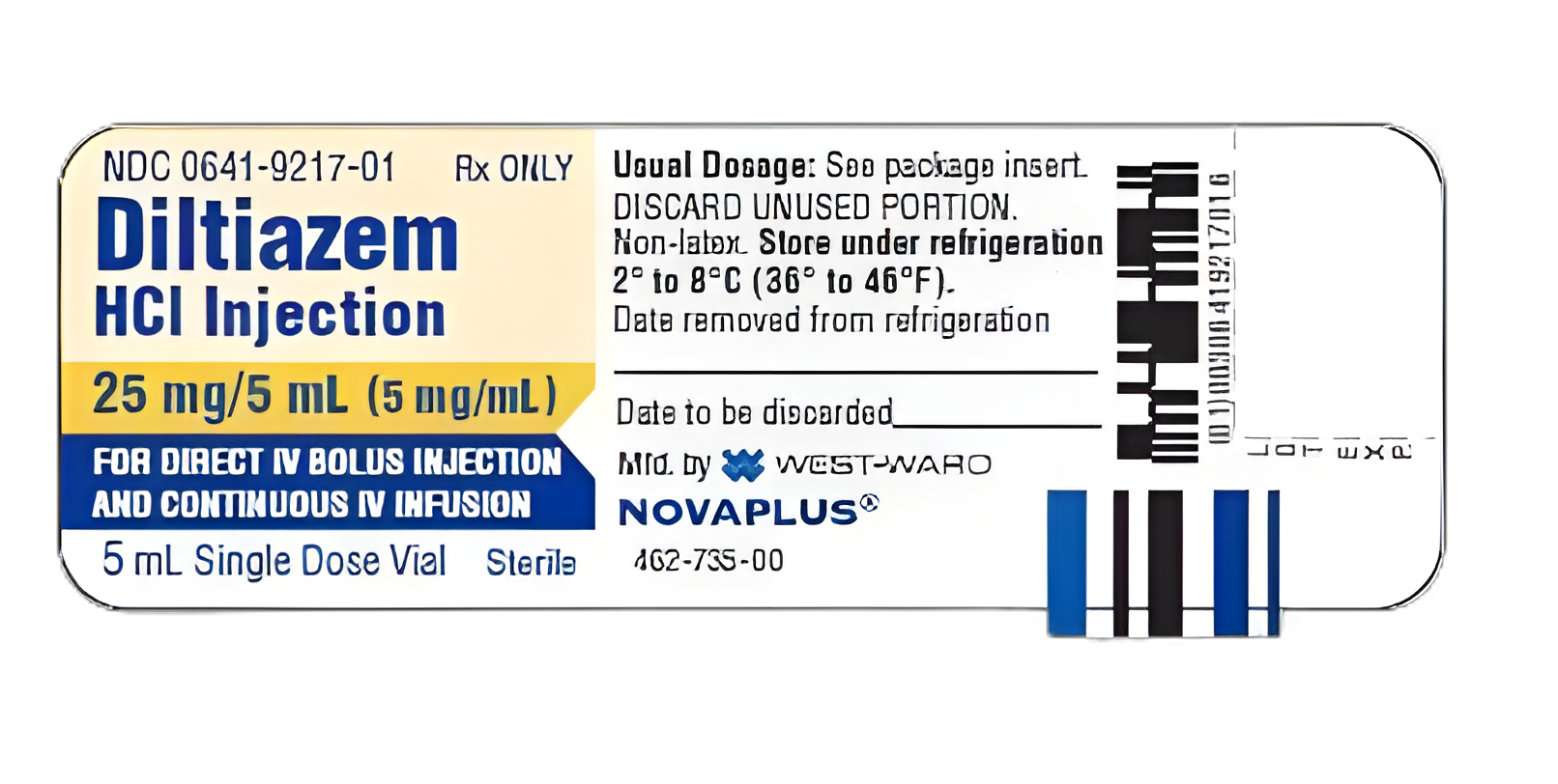 Diltiazem 5 mg/mL Injection Vial 5mL - Nova Plus Pharmaceuticals