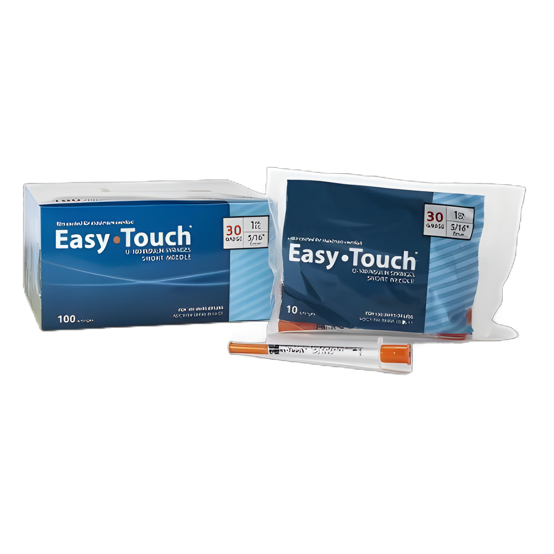EasyTouch 1mL 30G Insulin Syringe with 5/16 Inch Needle - Electro-polished, Film Coated for Comfort
