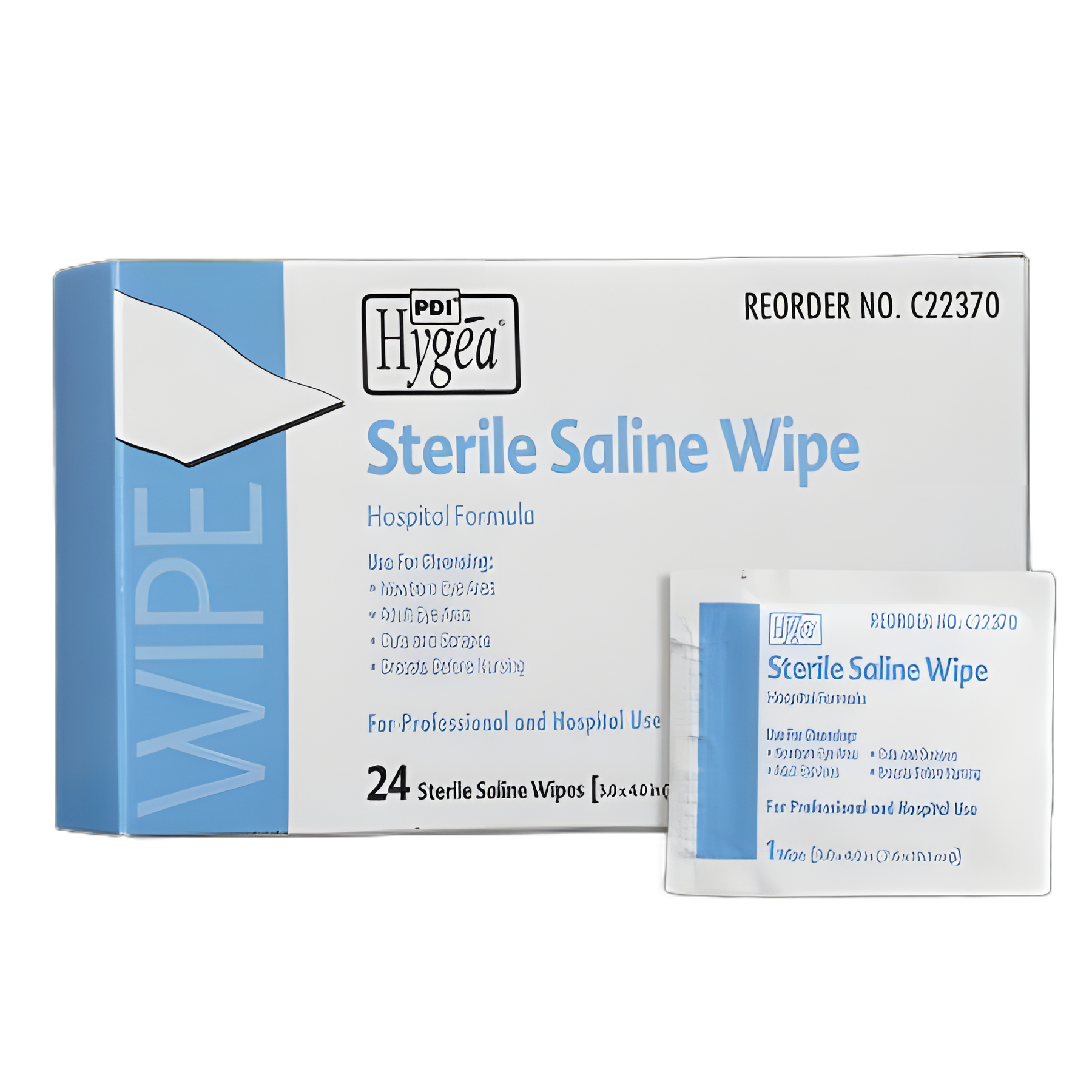 Saline Cleansing Towelette Hygea® Individual Packet Unscented 24 Count