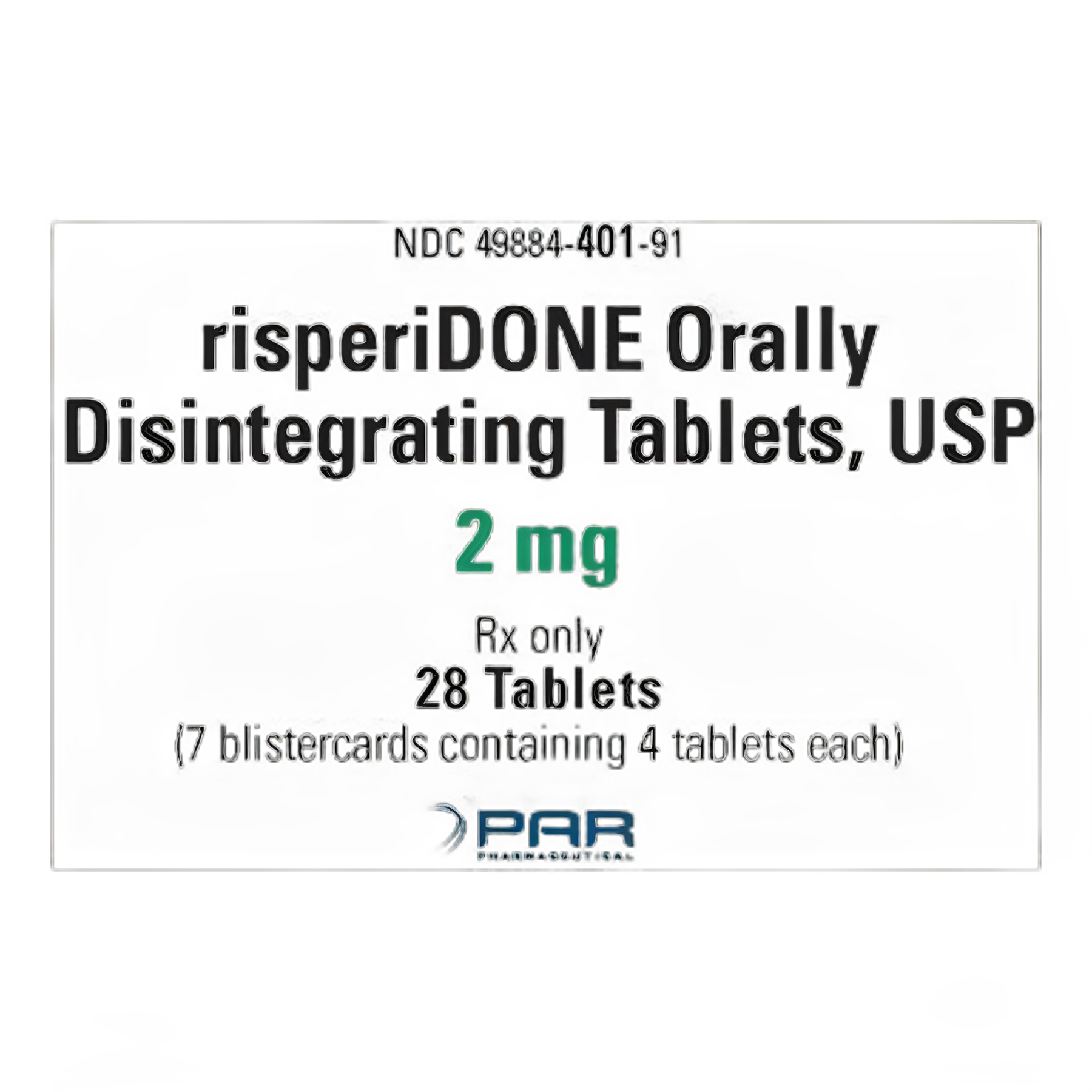 Risperidone 2 mg Tablet for Schizophrenia & Bipolar Disorder - 28 Pack