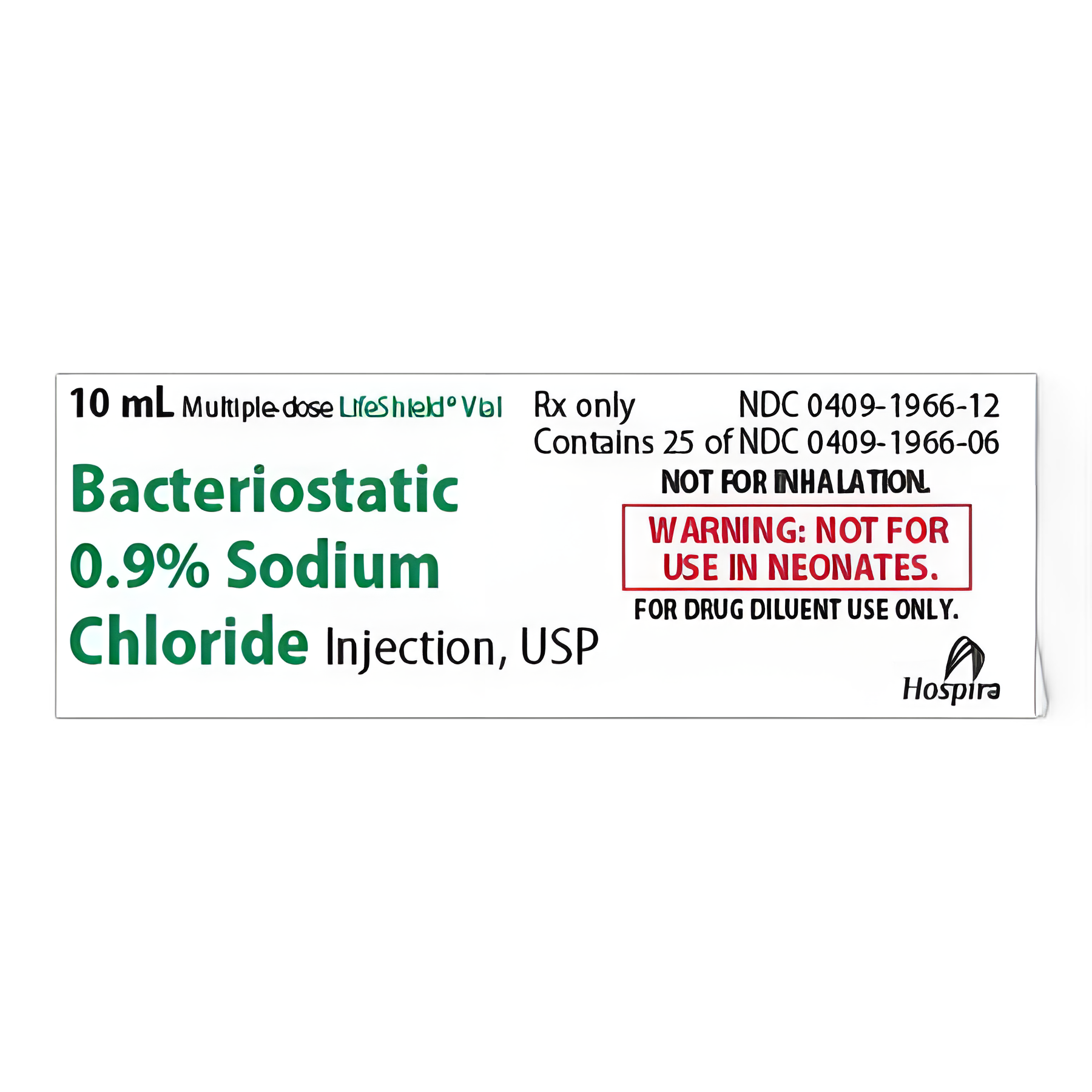 Diluent Bacteriostatic Sodium Chloride 0.9% Injection Multiple-Dose Vial 10 mL - 00409196612