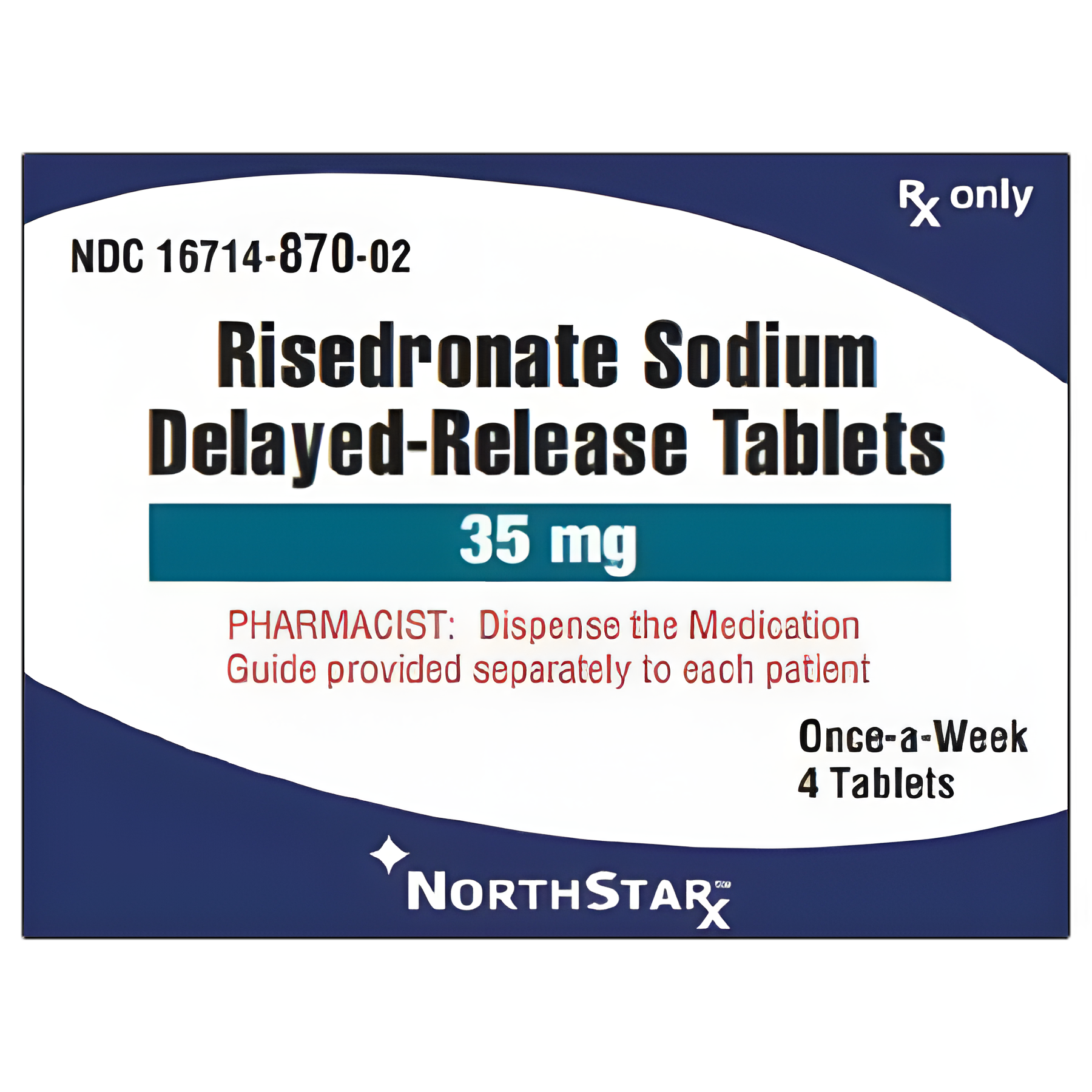 Risedronate Sodium 35 mg Tablets for Osteoporosis Treatment - 4 Tablets Bottle by NorthStar Rx