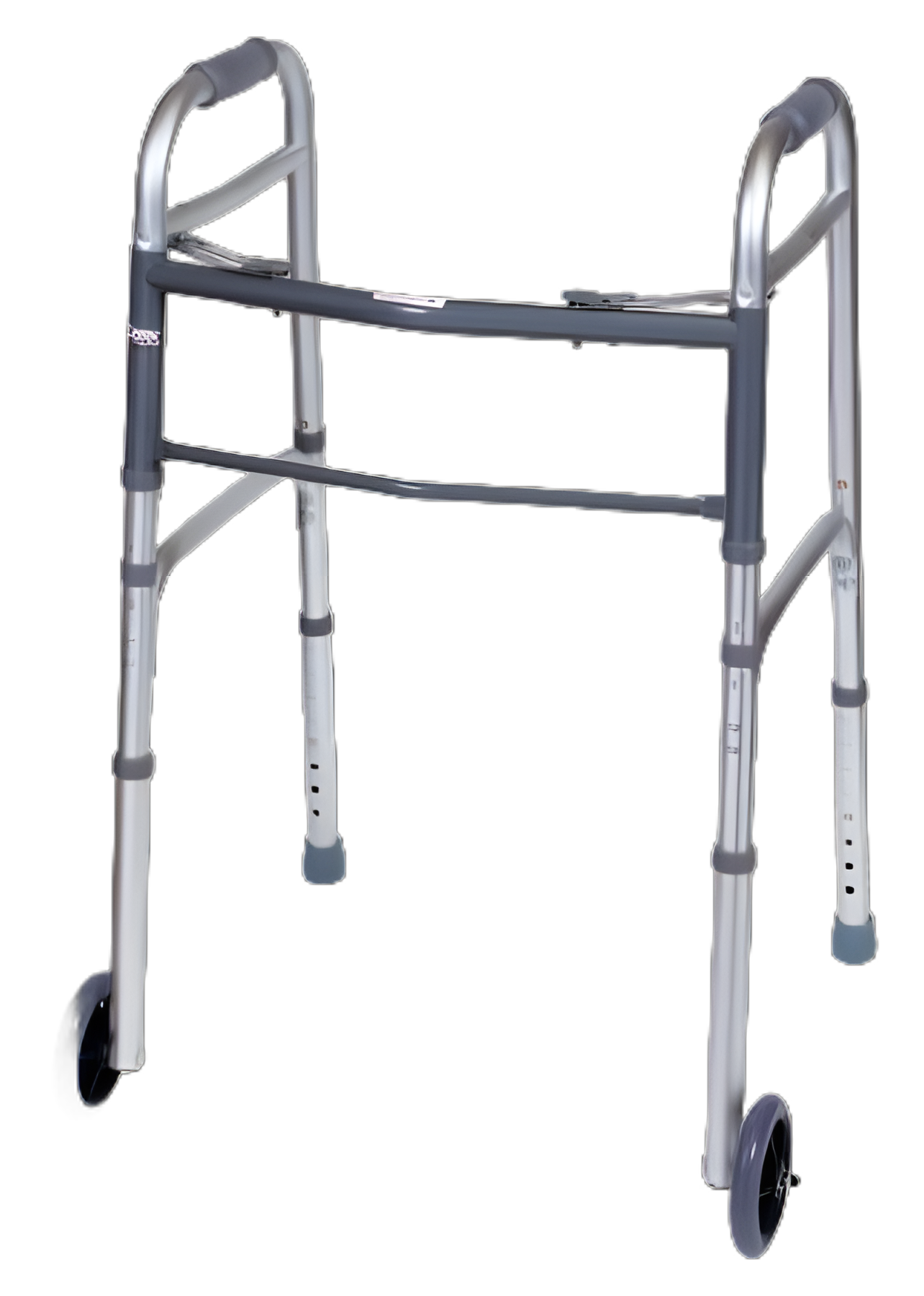 Carex® Folding Walker with Wheels, Adjustable Height, Aluminum Frame, 300 lbs. Capacity