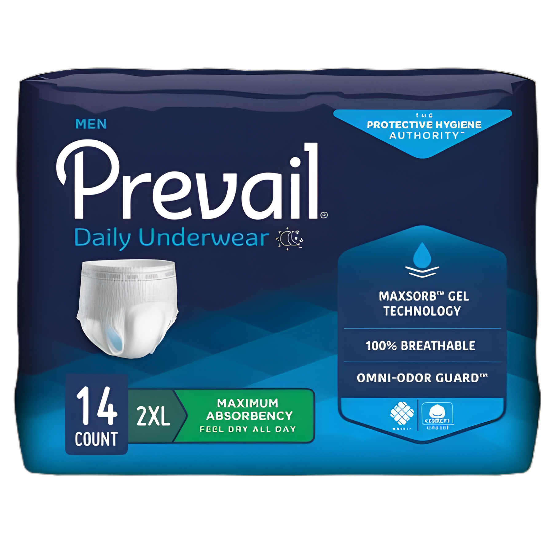 Prevail Men's 2XL Absorbent Underwear with MaxSorb Gel for Heavy Incontinence