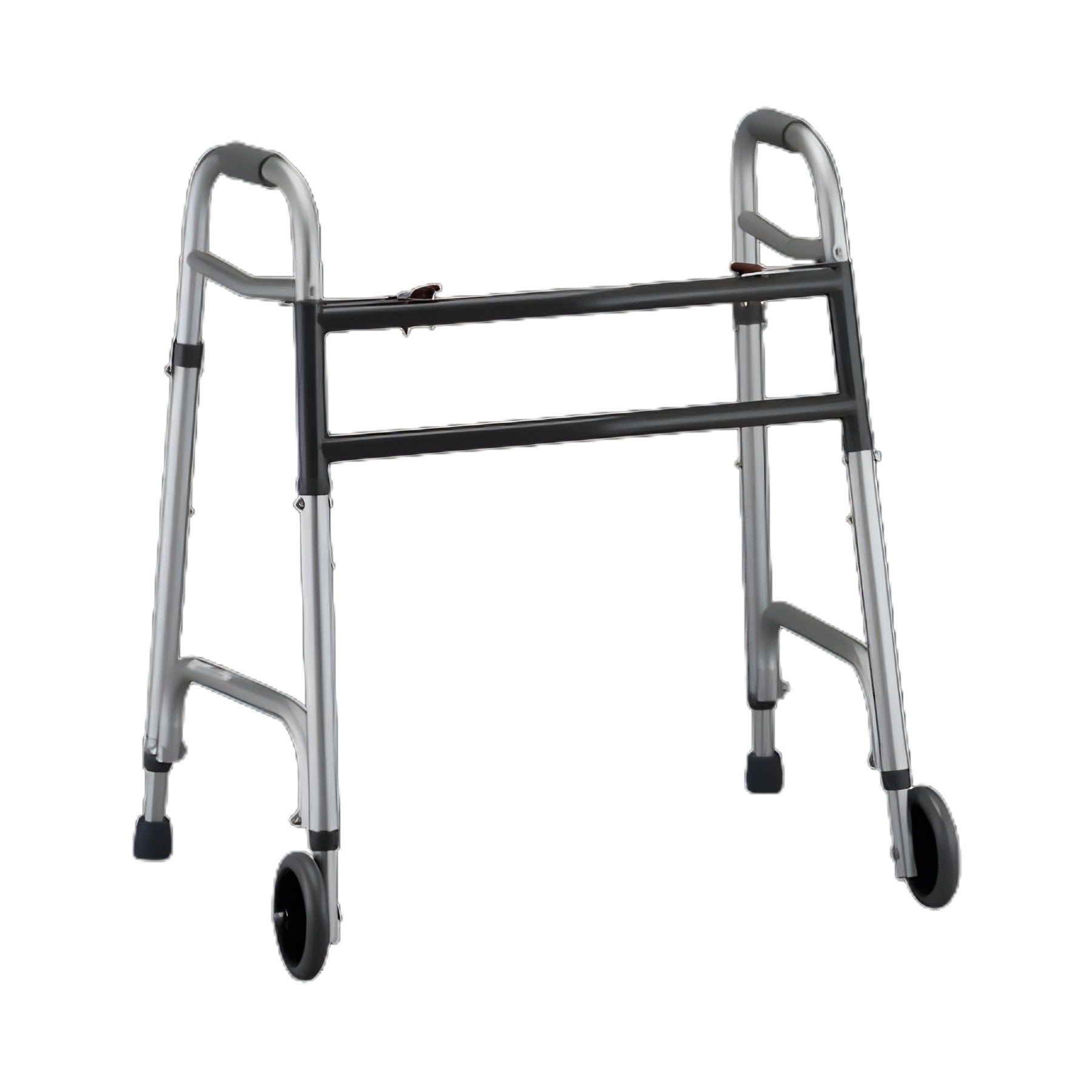 Nova Dual Release Folding Walker with 5-Inch Wheels, 500 lbs. Capacity - Adjustable Aluminum Frame