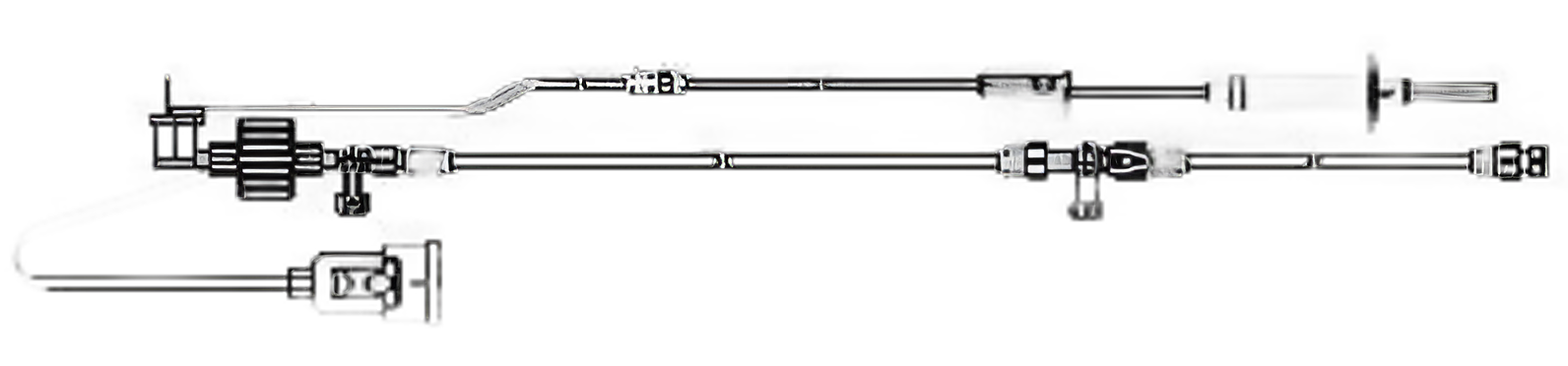 Endocavity Transducer 60 Inch Primary Tubing, 12 Inch Extension Tubing, 3 ml / Hr Squeeze Flush Device, Single Line, Microdrip Chamber, Disposable Transducer, Two 3 Way Stopcock