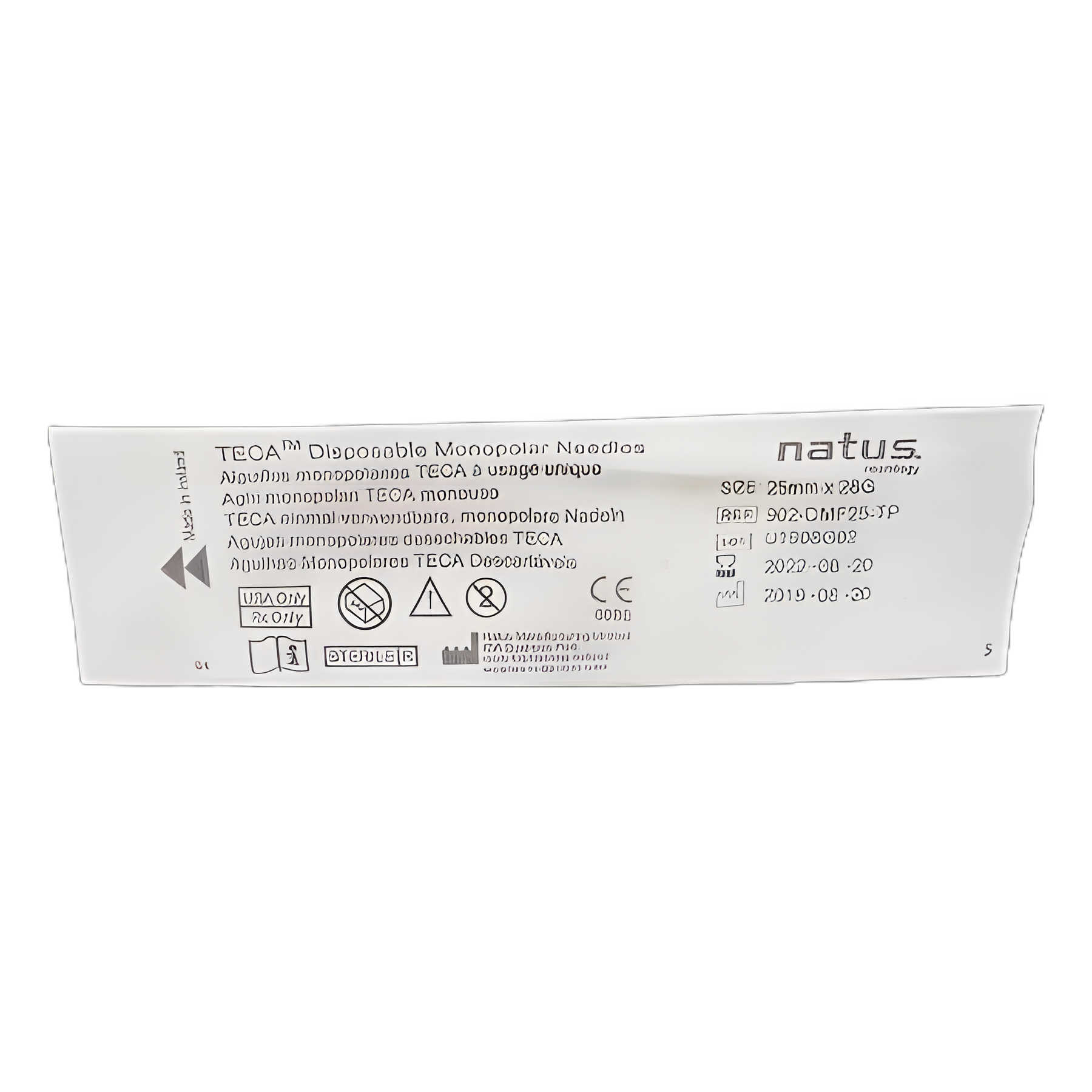 EMG Needle Electrode with Leadwire Teca® 28 Gauge X 1 Inch Length X 24 Inch Lead Length Coated Stainless Steel Sterile Monopolar Needle Tip Disposable