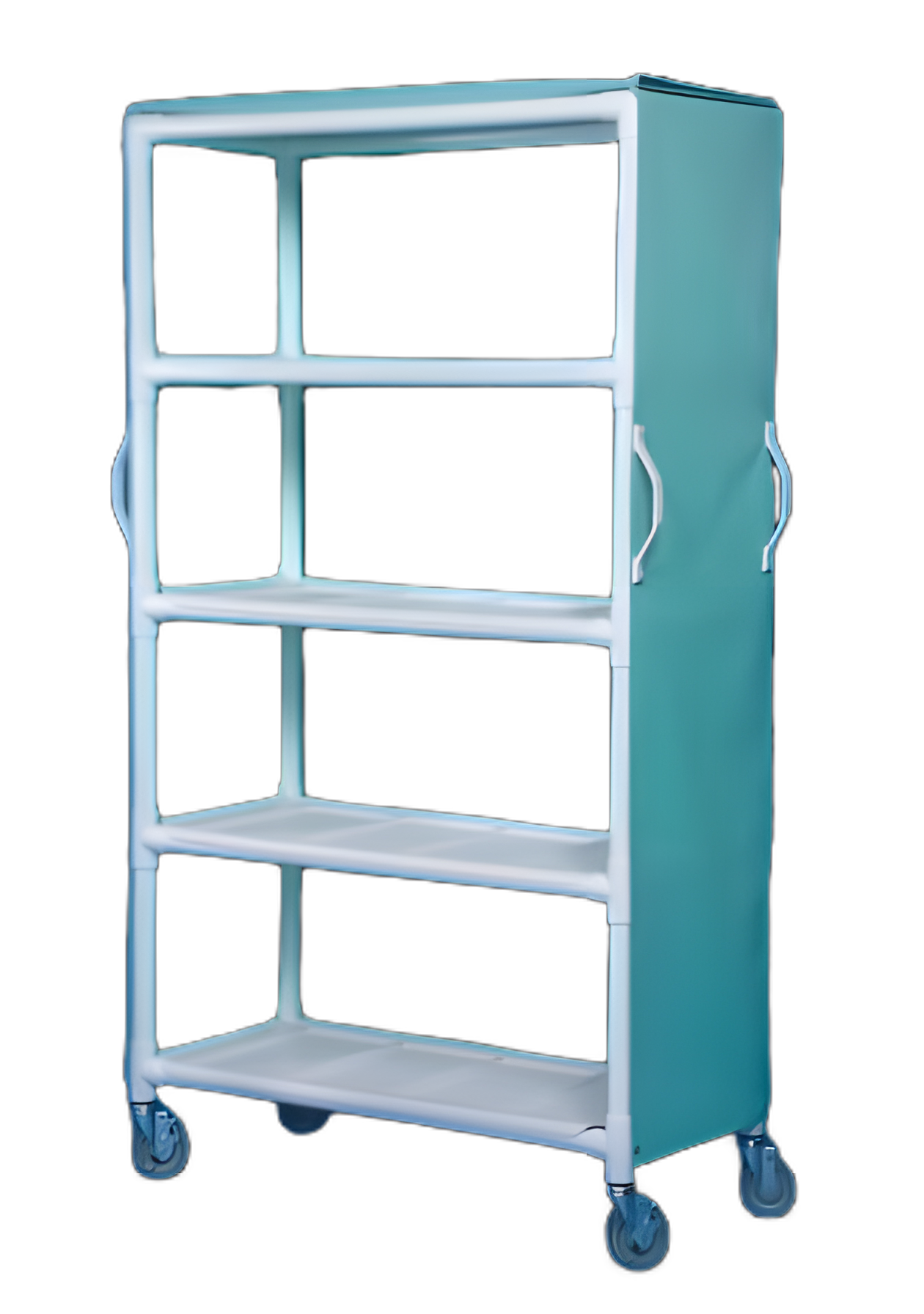 Linen Cart with Cover 4 Shelves PVC 5 Inch Heavy Duty Casters, 2 Locking - LC46-4 - 6