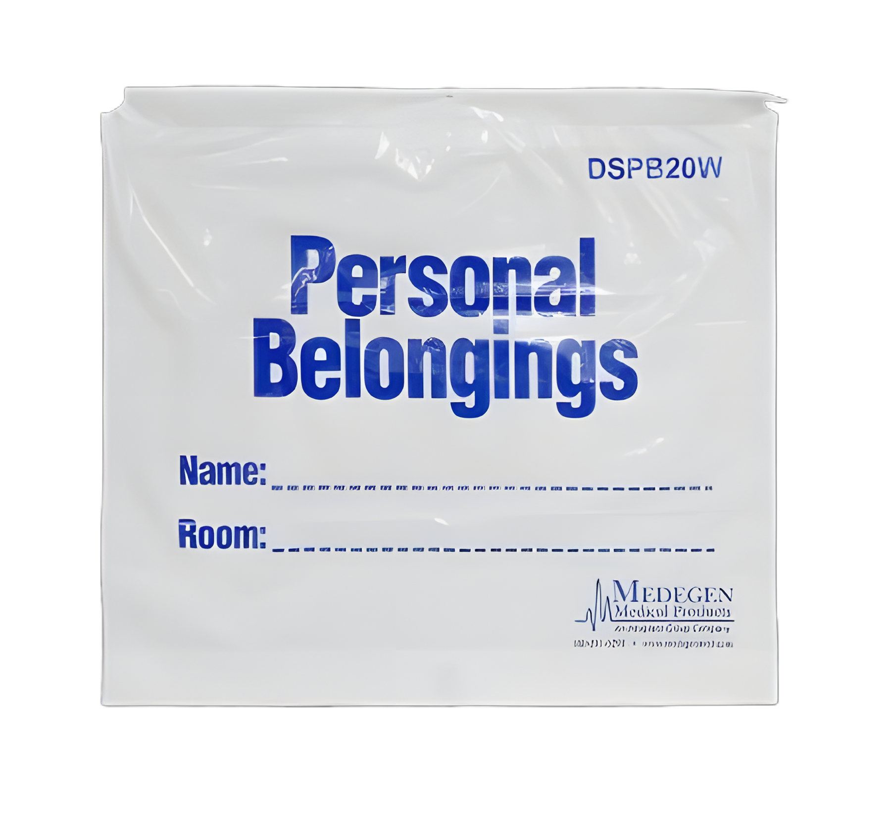 Medegen Patient Belongings Bag 18x20 Inch with Drawstring Closure, White