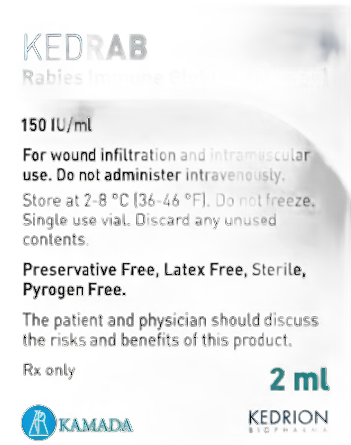 KEDRAB™ Rabies Immune Globulin (Human) 150 IU/mL Injection for Rabies Postexposure Prophylaxis