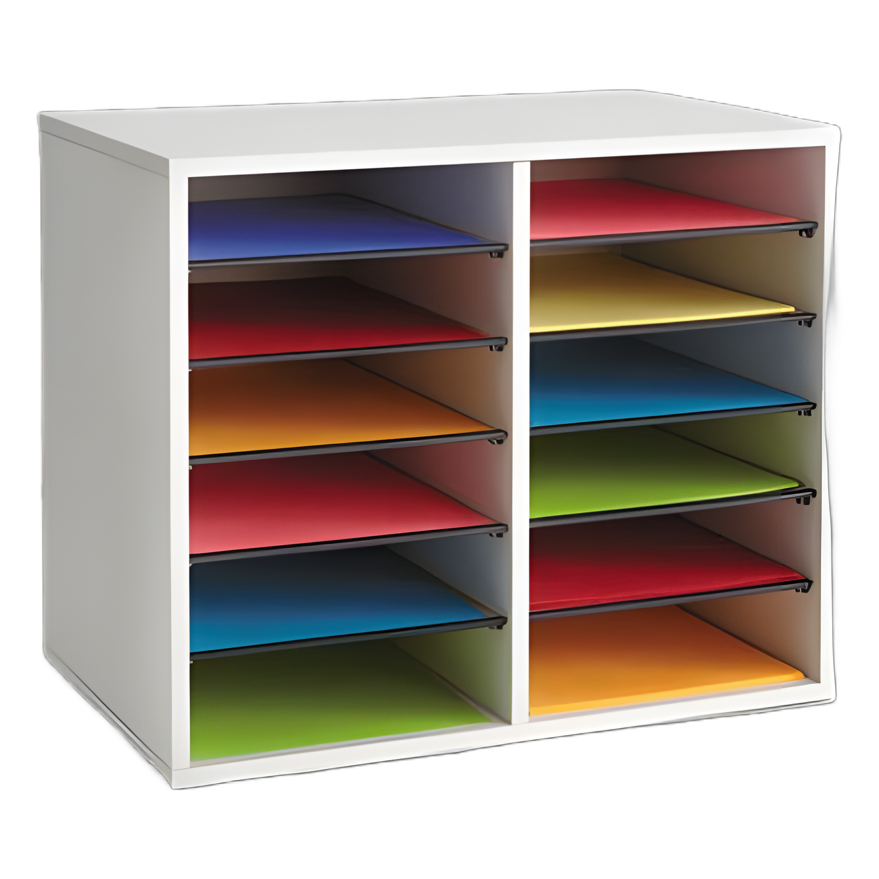Fiberboard Literature Sorter, 12 Compartments, 19.63 x 11.88 x 16.13, Gray
