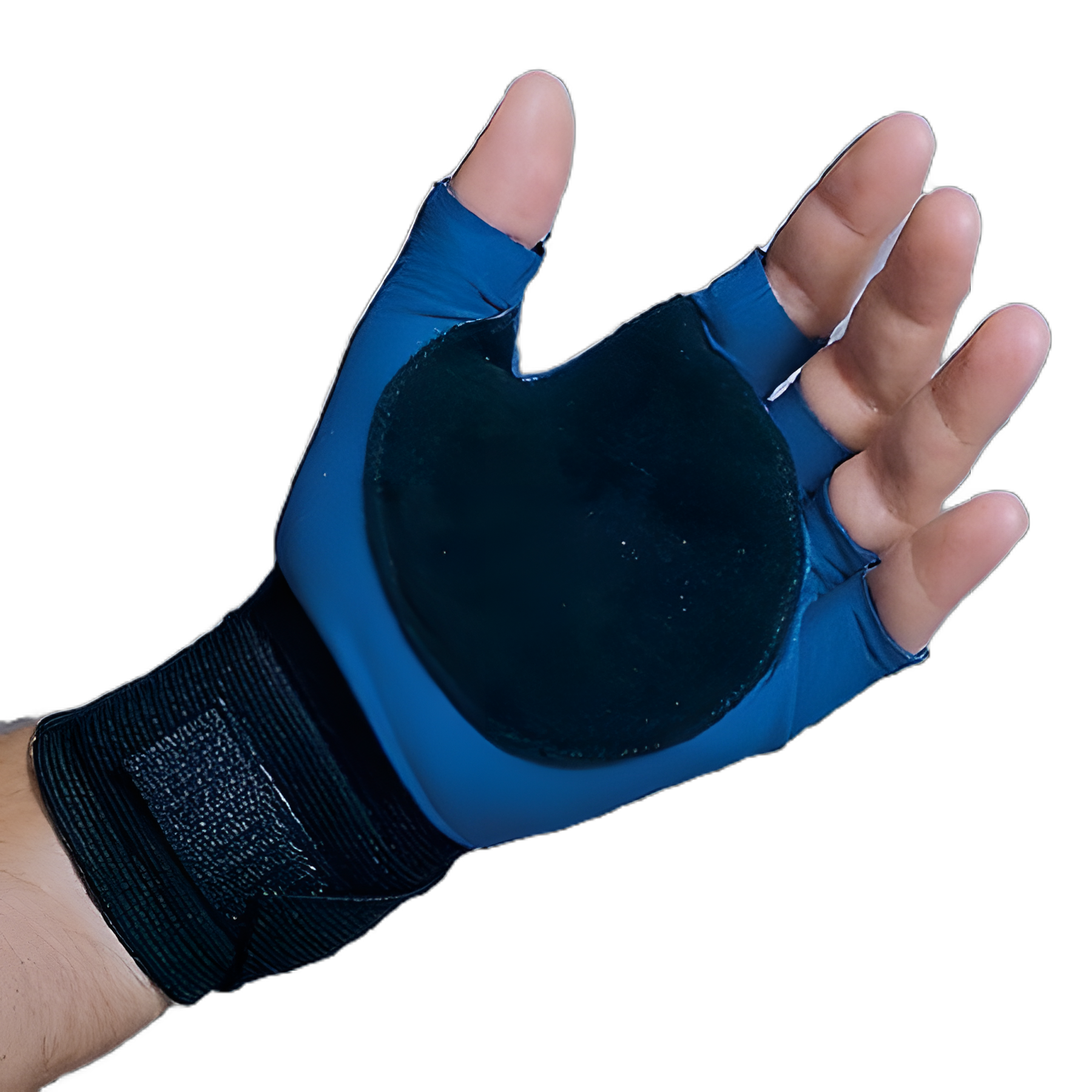 Impacto® Half Finger Impact Glove with Wrist Support for RSI Prevention - Medium, Black/Blue, Left Hand