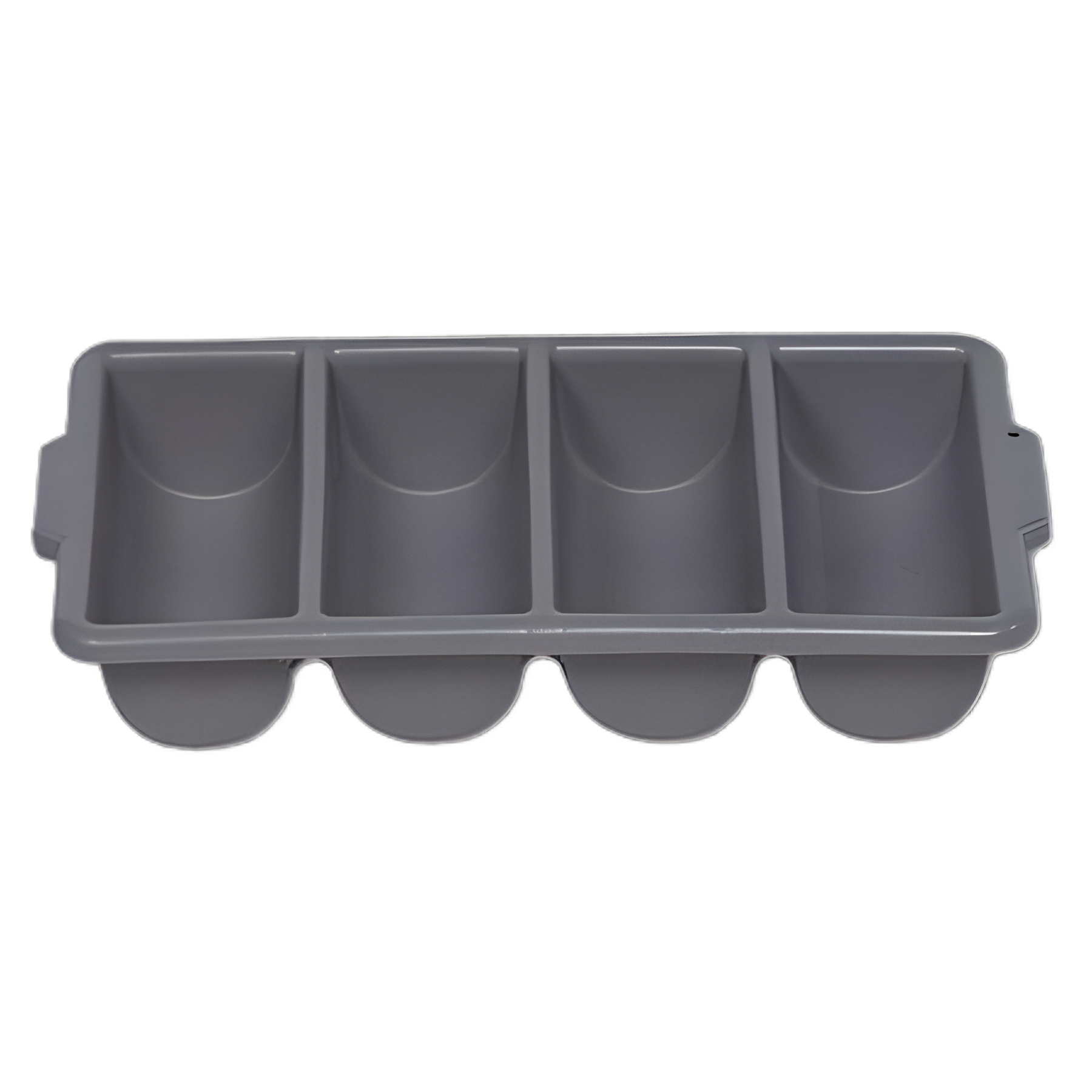 Cutlery Bin, 4 Compartments, Plastic, 11.5 x 21.25 x 3.75, Plastic, Gray