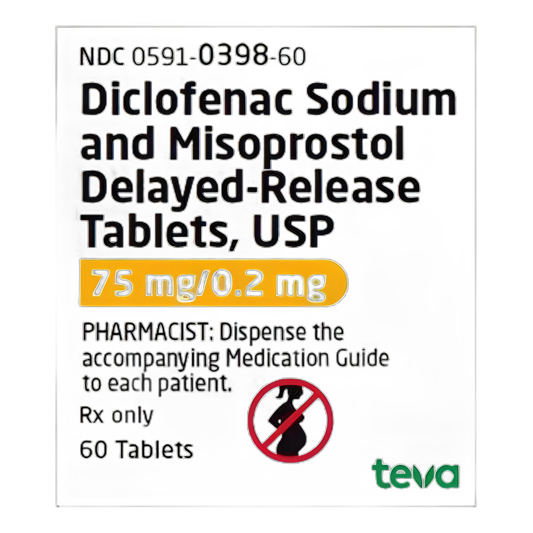 Diclofenac Sodium/Misoprostol 75mg/200mg Tablets - Teva Pharmaceuticals