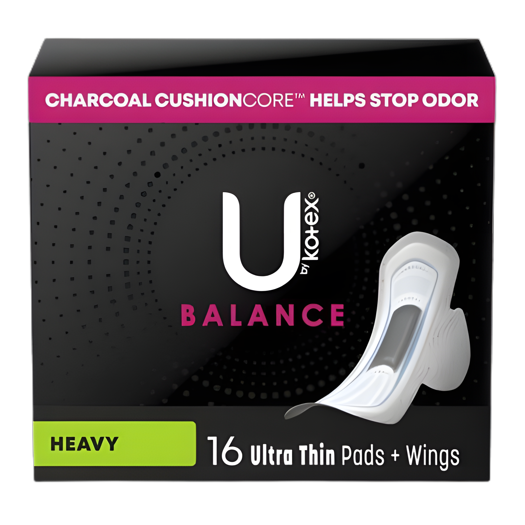 Feminine Pad U by Kotex® Balance Ultra Thin with Wings Heavy Absorbency