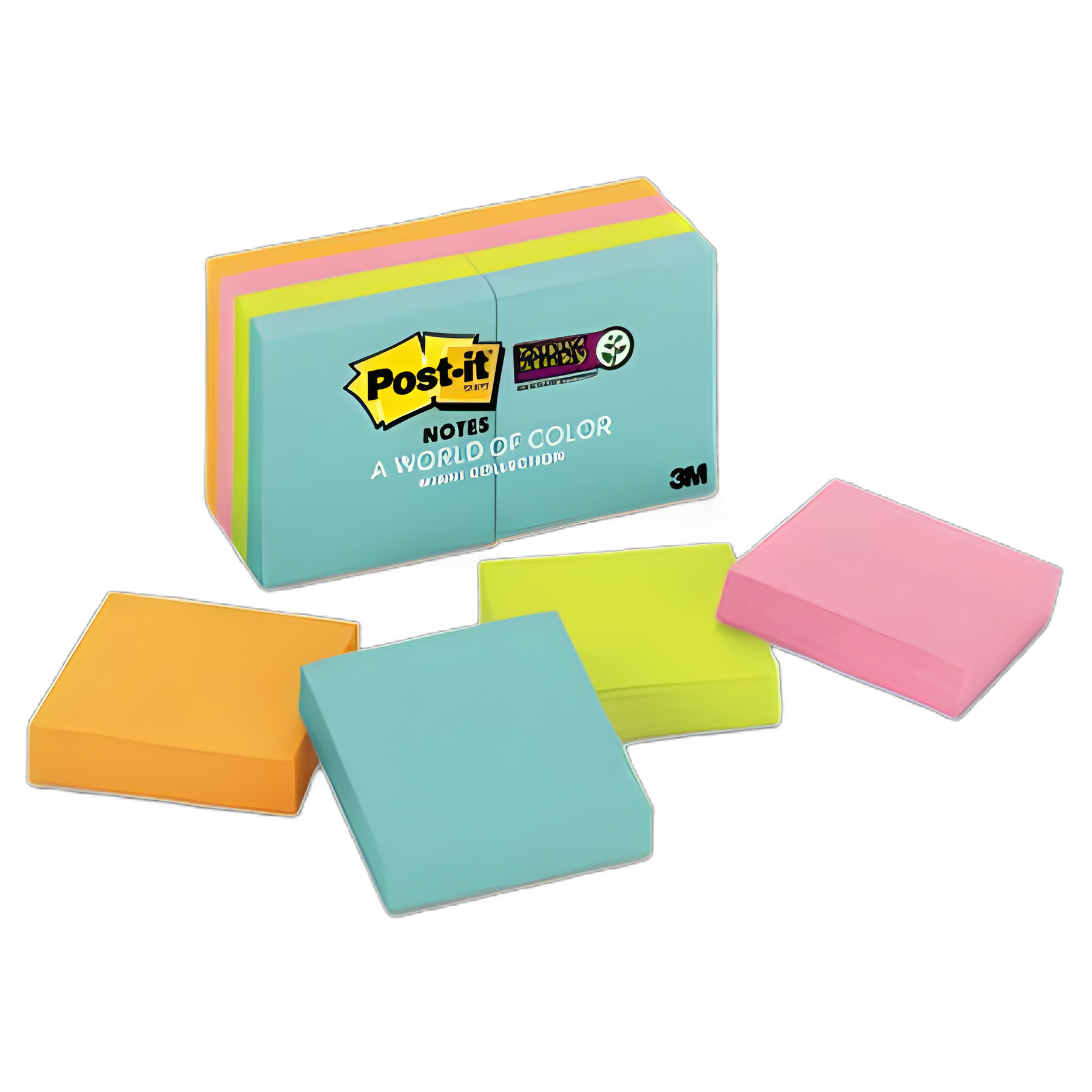 Post-it® Super Sticky Notes - Supernova Neon Collection, 2" x 2", 90 Sheets/Pad, Medical Office Supplies