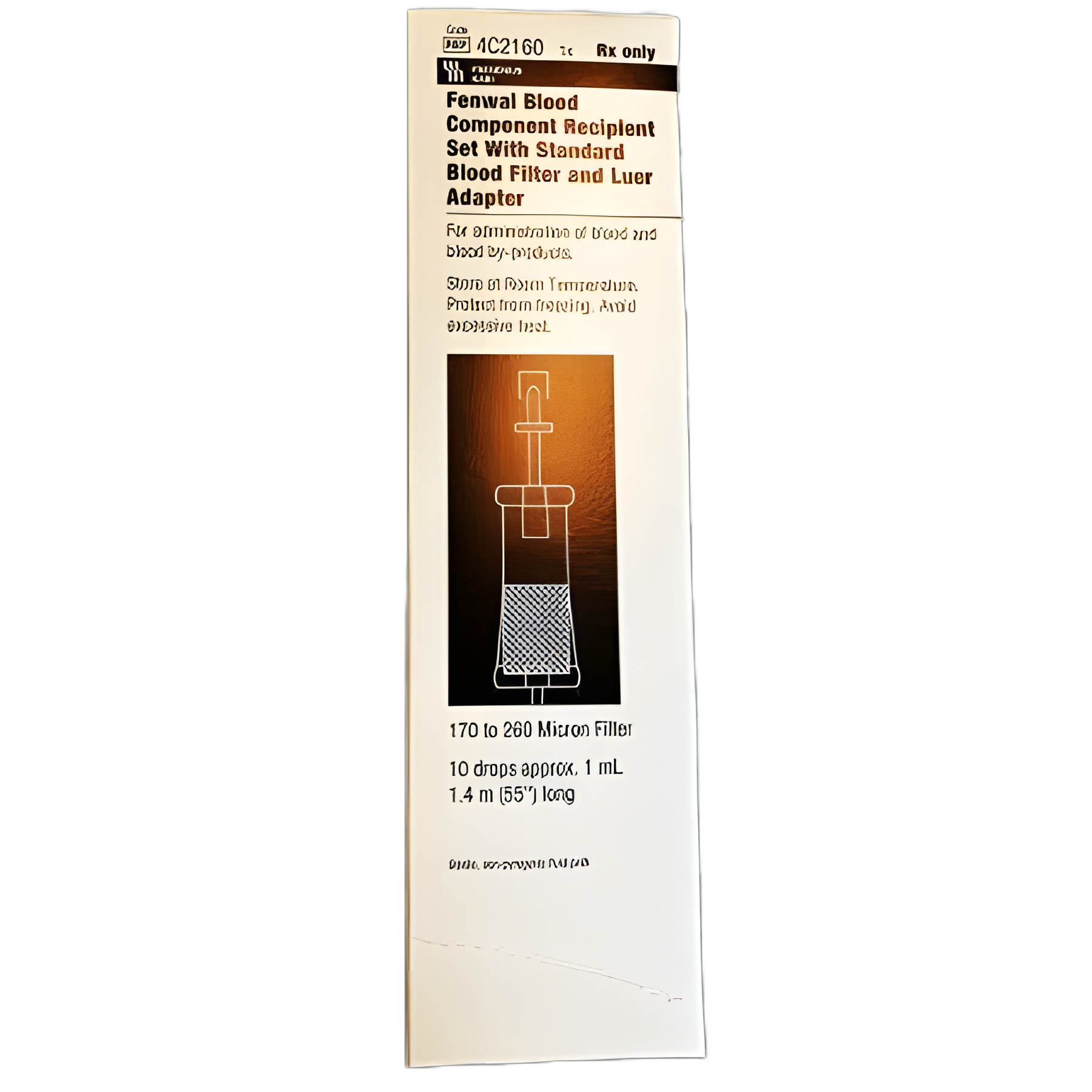 Primary IV Administration Set Fenwal Gravity Without Ports 10 Drops / mL Drip Rate 170 to 260 Micron Filter 55 Inch Tubing Blood
