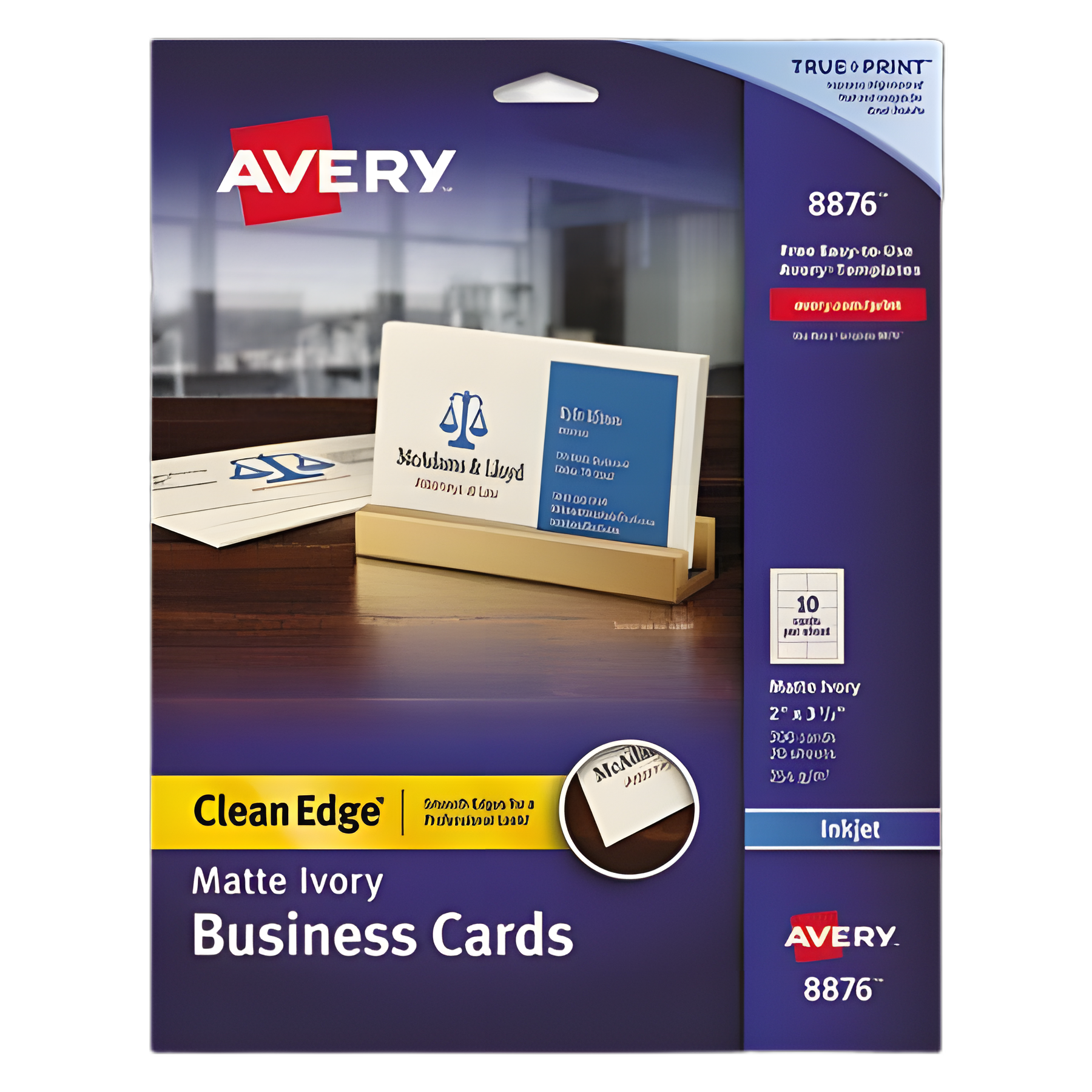 True Print Clean Edge Business Cards, Inkjet, 2 x 3.5, Ivory, 200 Cards, 10 Cards Sheet, 20 Sheets/Pack