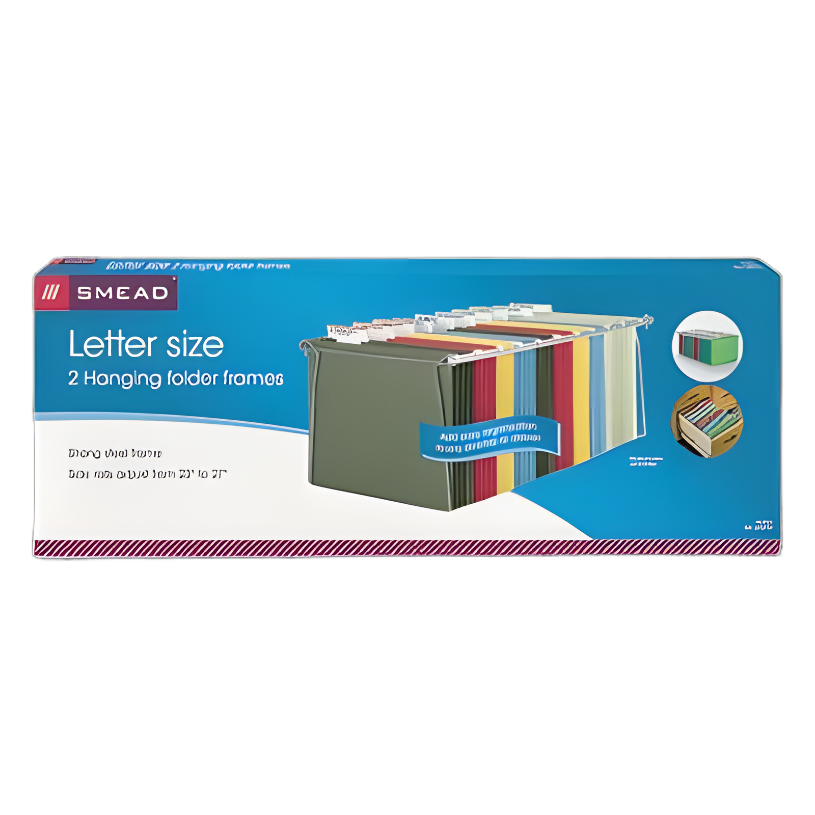 Smead™ Steel Hanging File Folder Frame, Letter Size, Adjustable 23"-27", Gray, 2/Pack for Medical Office Organization
