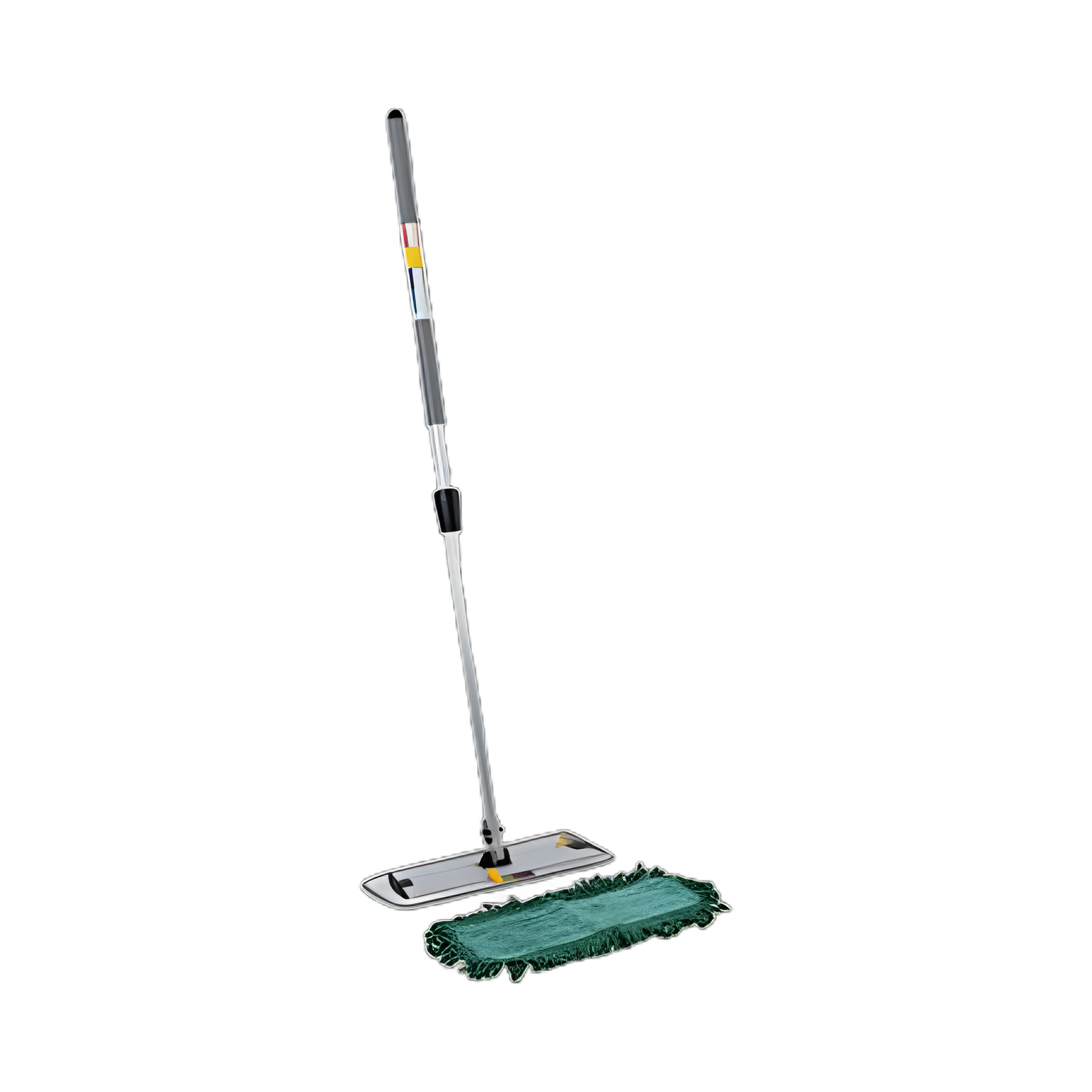 Microfiber Cleaning Kit, 18" Wide Blue/Green Microfiber Head, 35" to 60" Gray Aluminum Handle