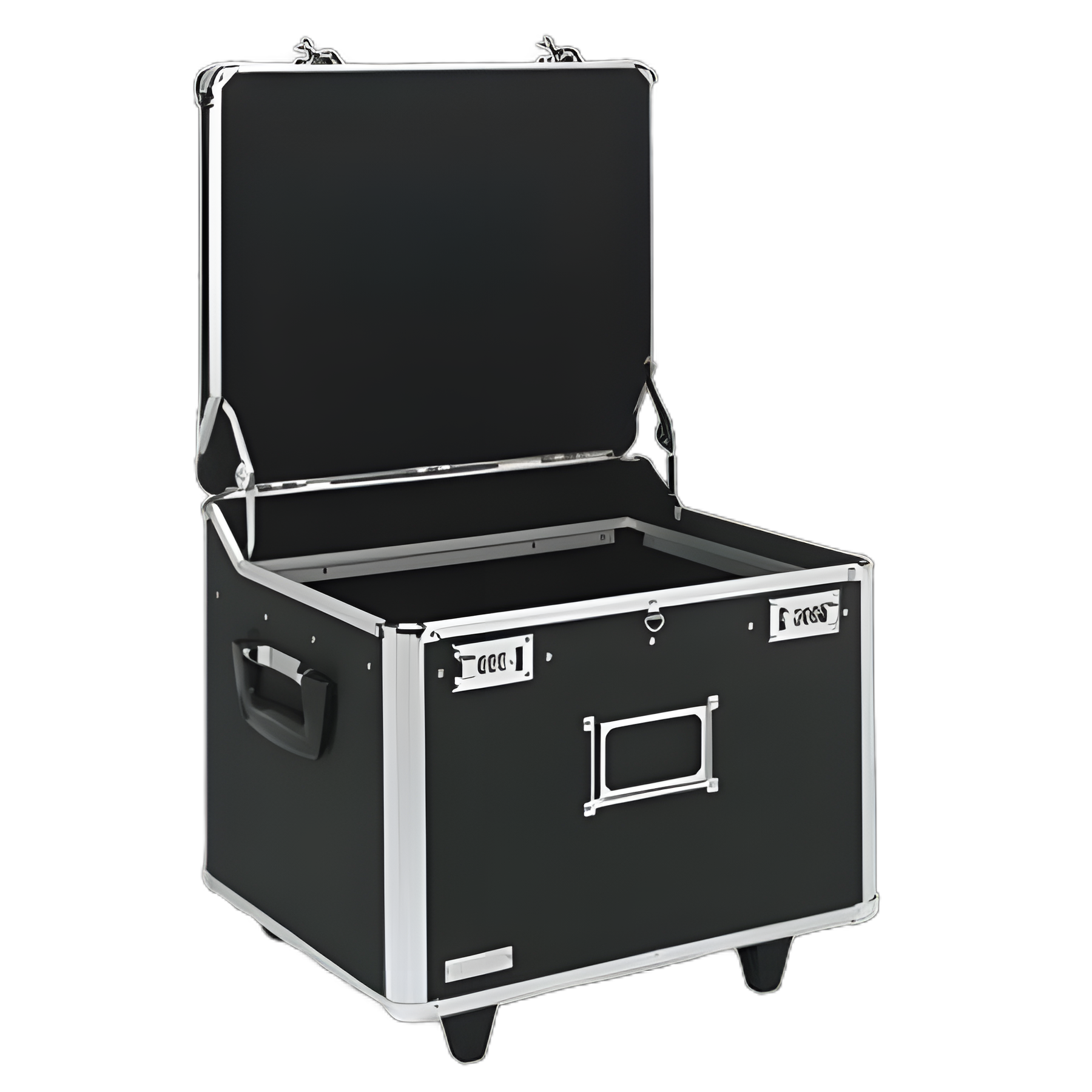Locking Mobile File Chest, Letter/Legal Files, 17.5" x 15.5" x 14.5", Black/Chrome
