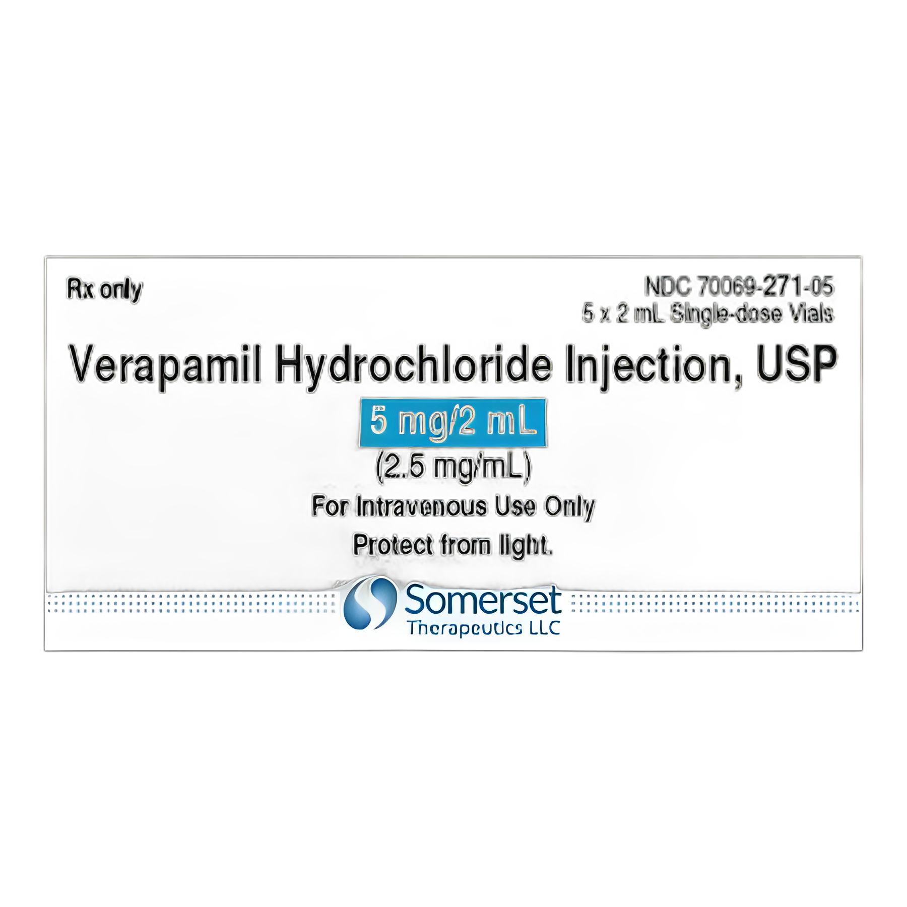 Verapamil HCl 2.5 mg / 1 mL Injection Single-Dose Vial 2 mL - 70069027105
