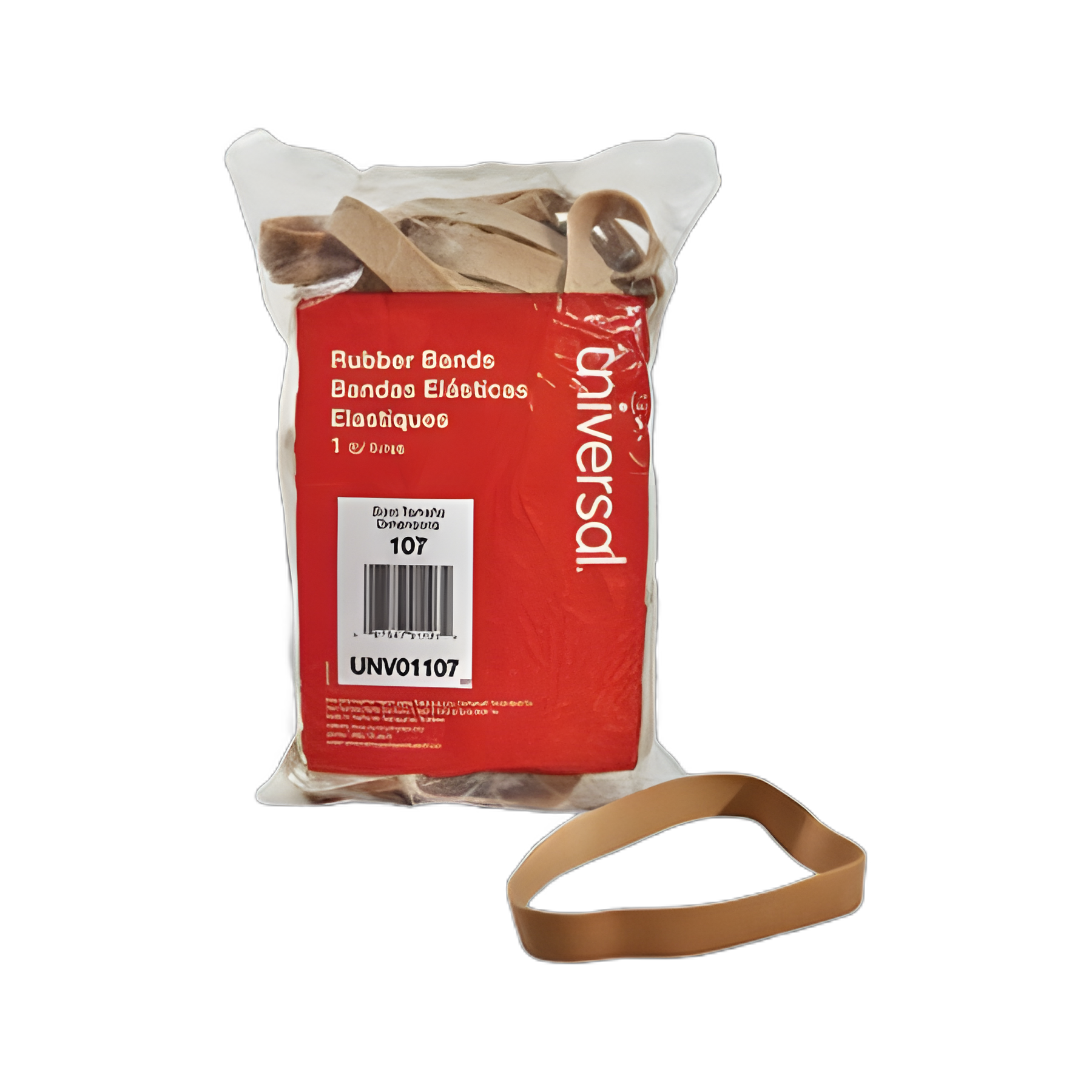 Rubber Bands, Size 107, 0.06" Gauge, Beige, 1 lb Box, 40/Pack