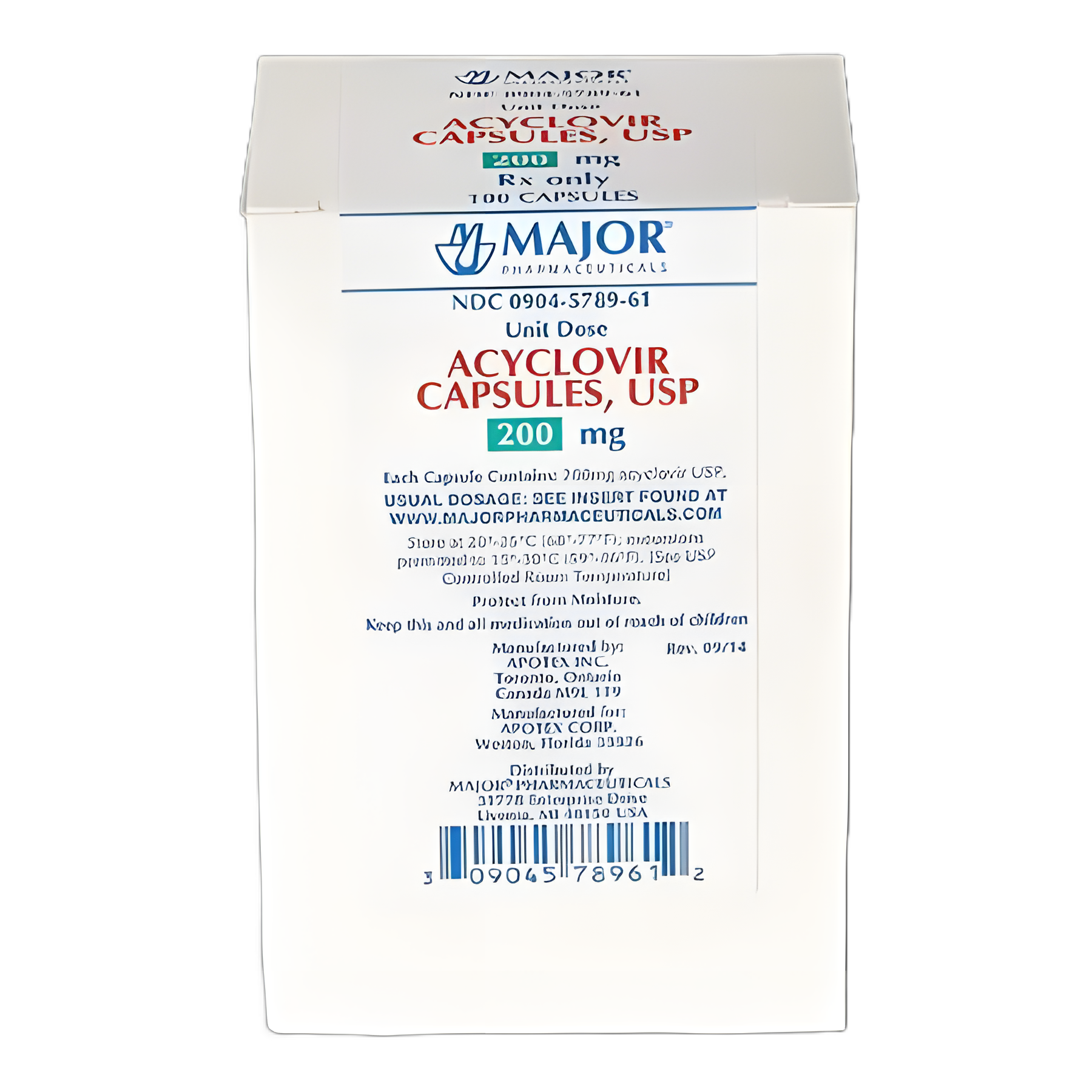 Acyclovir 200 mg Tablet Blister Pack - 100 Count by Major Pharmaceuticals