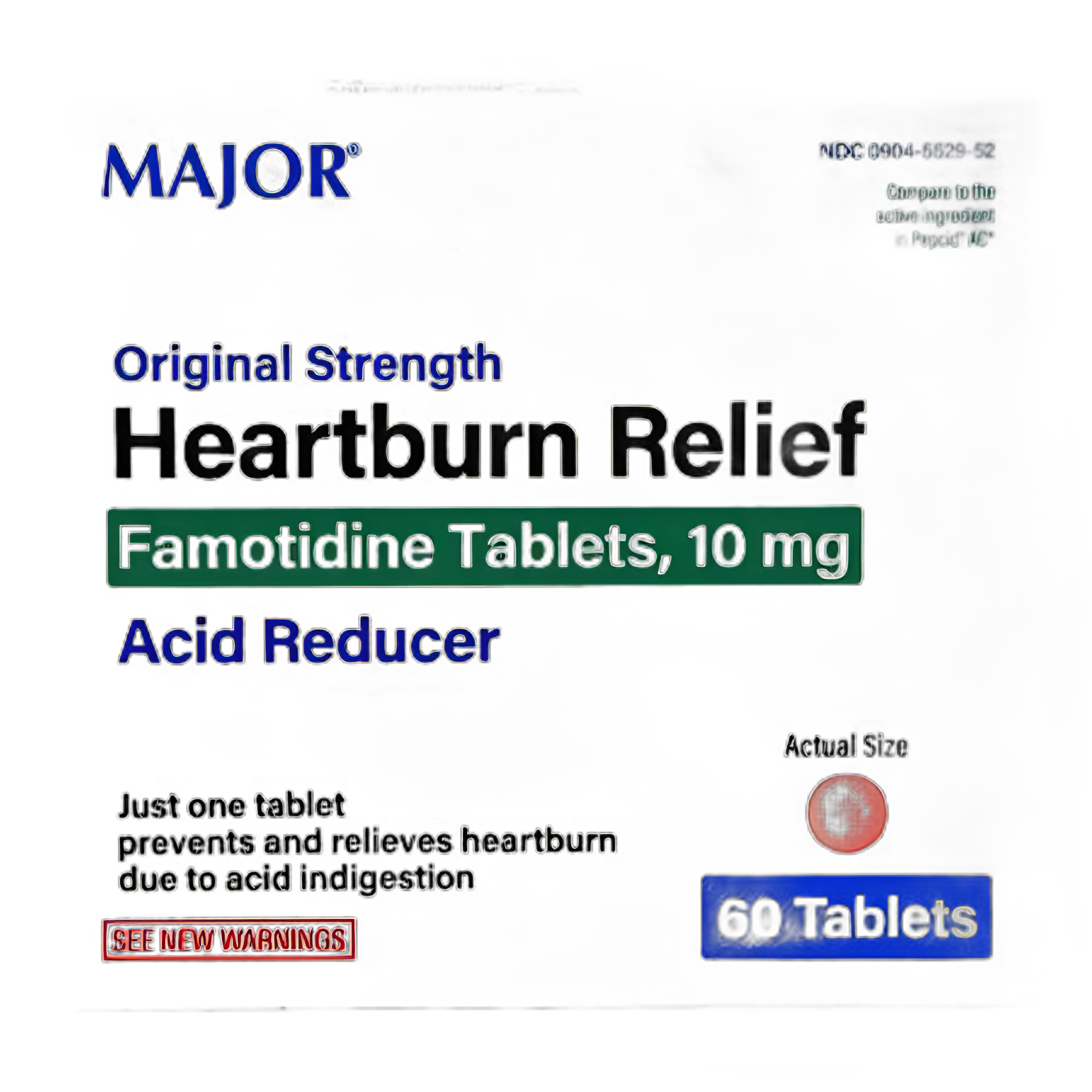 Major® Antacid 10 mg Famotidine Tablets - 60 Count Box