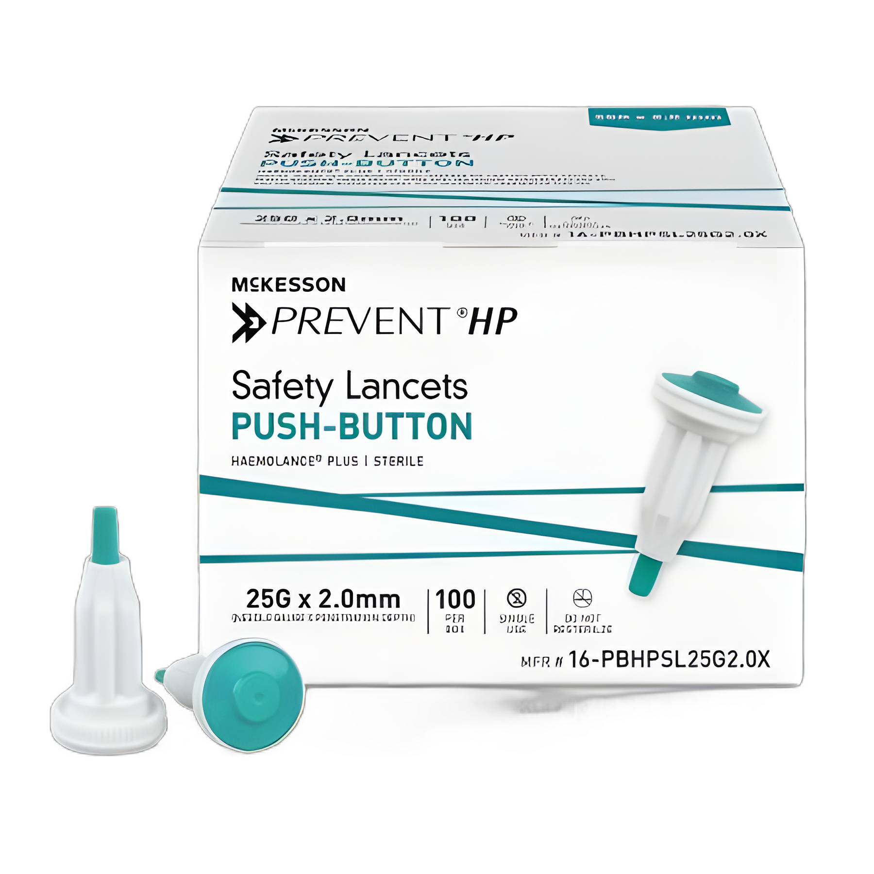 Safety Lancet McKesson Prevent® HP 25 Gauge Retractable Push Button Activation Finger - 16-PBHPSL25G2.0X