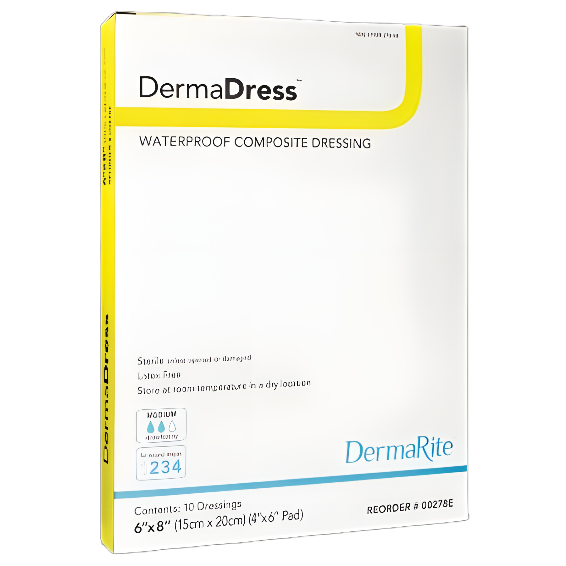 Composite Dressing DermaDress™ 6 X 8 Inch Rectangle Sterile Waterproof Film Backing