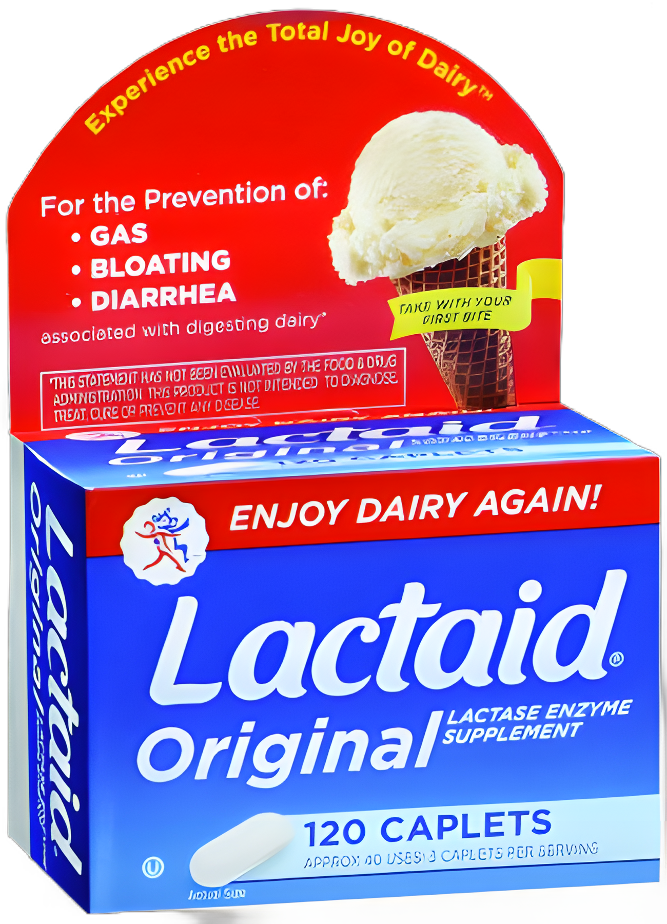 Dietary Supplement Lactaid® Original Lactase Enzyme 3300 IU Strength Tablet 120 per Box Unflavored